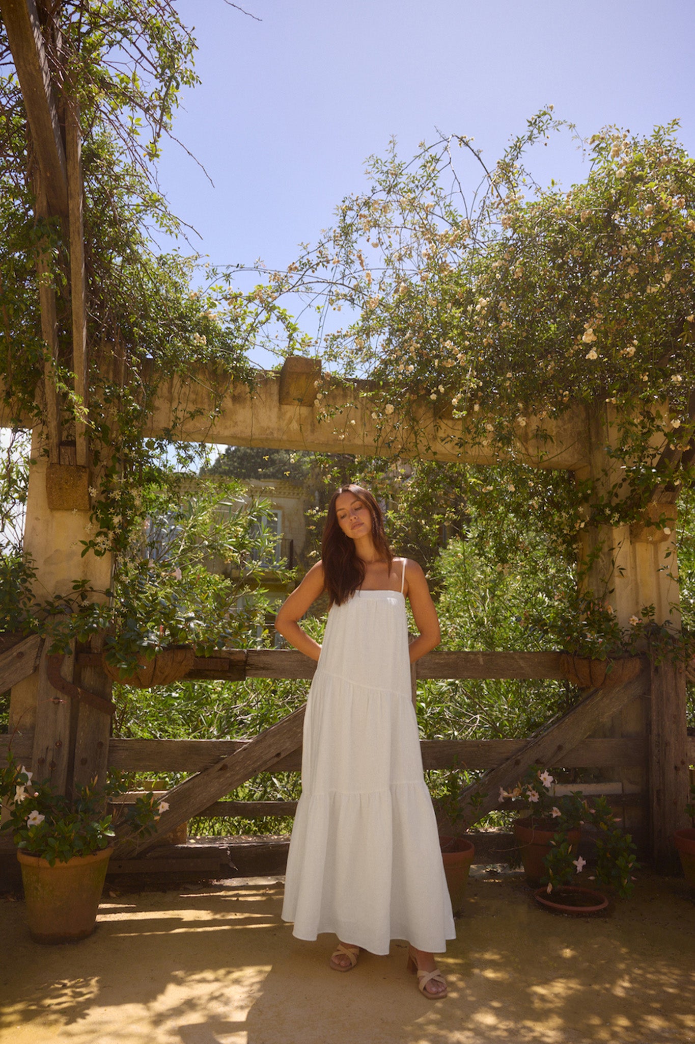 Liliana 100% Linen Maxi Dress White-Seaa Fashion