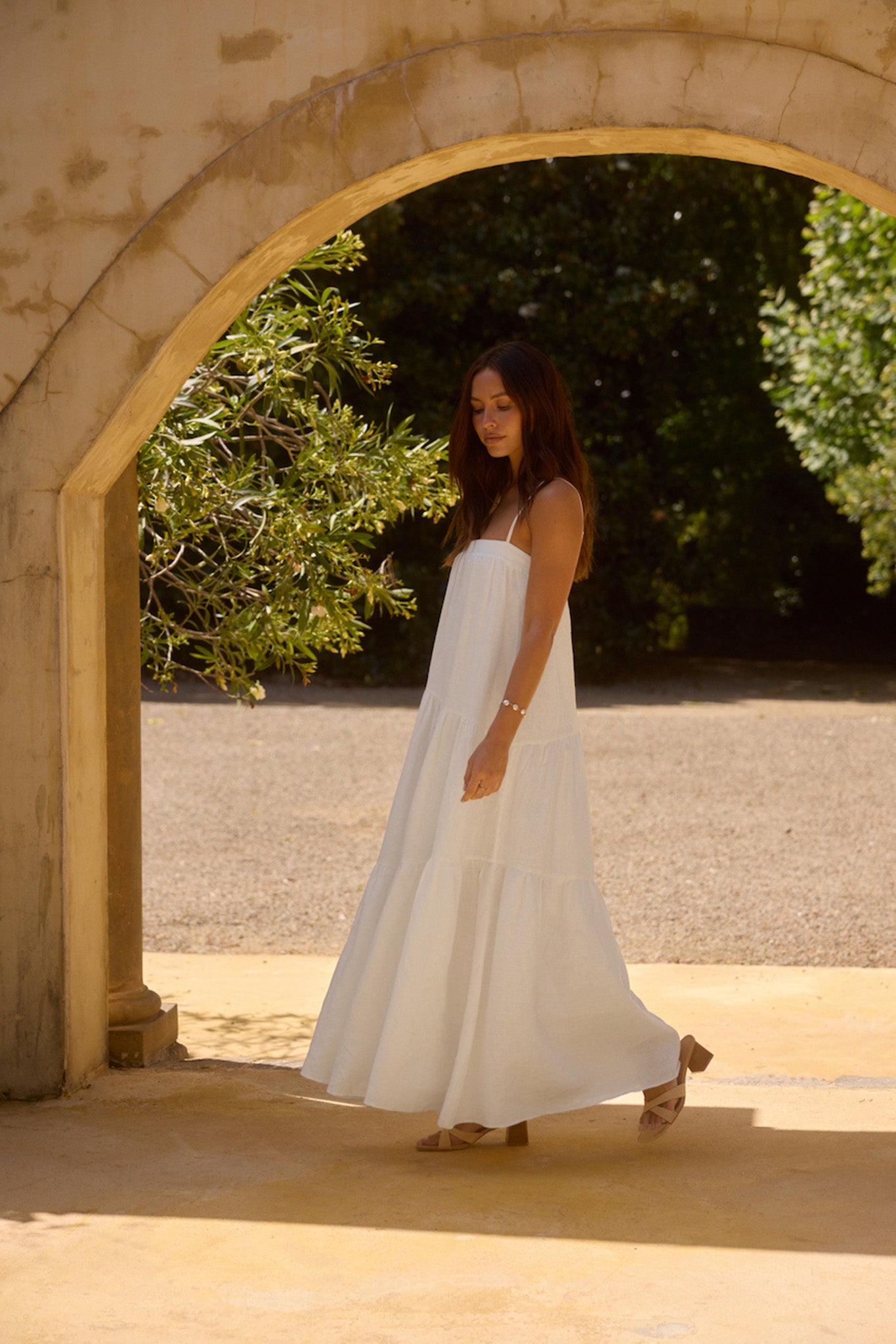 Liliana 100% Linen Maxi Dress White-Seaa Fashion