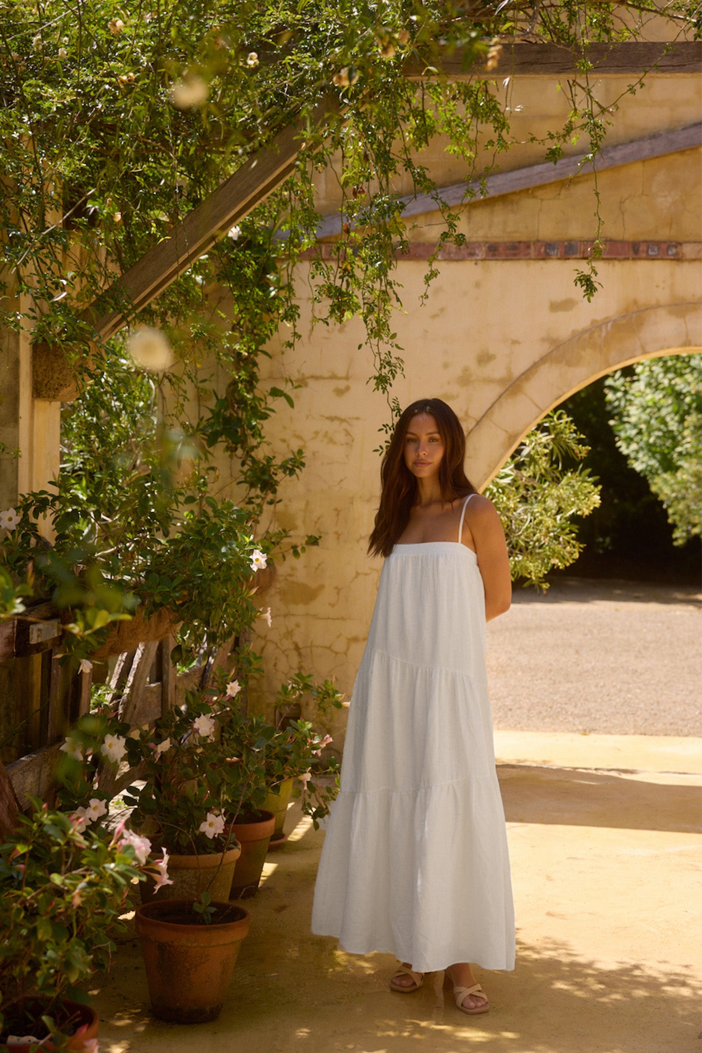 Liliana 100% Linen Maxi Dress White-Seaa Fashion