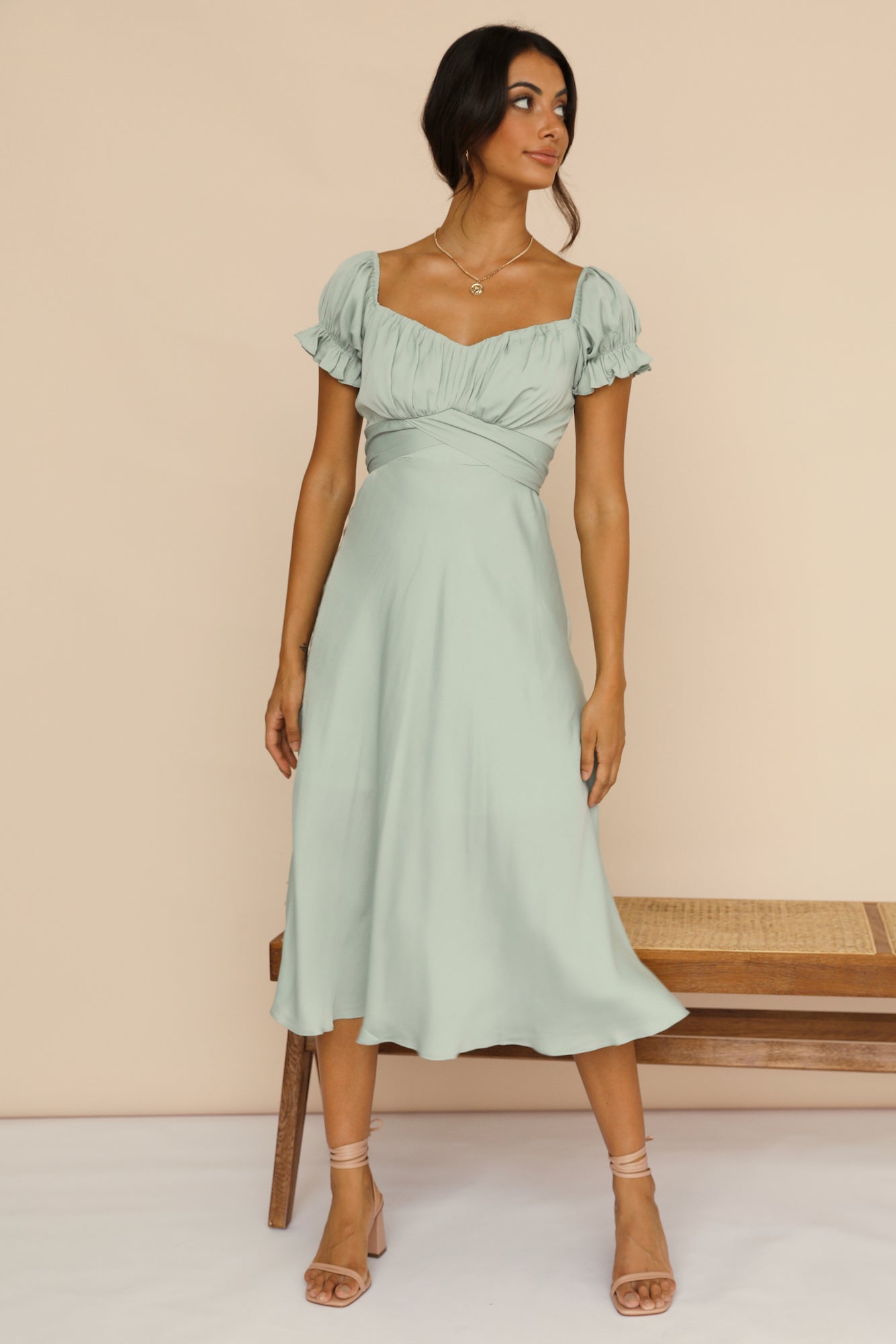 Sumatra Midi Dress Pistachio-Seaa Fashion