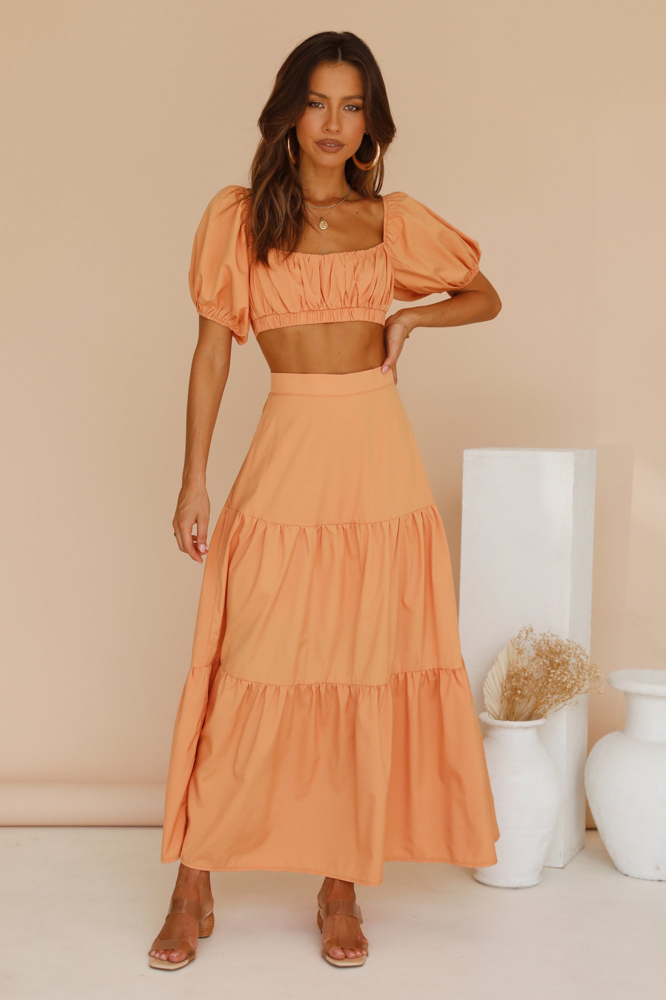 Yours For The Day Maxi Skirt Orange-Seaa Fashion