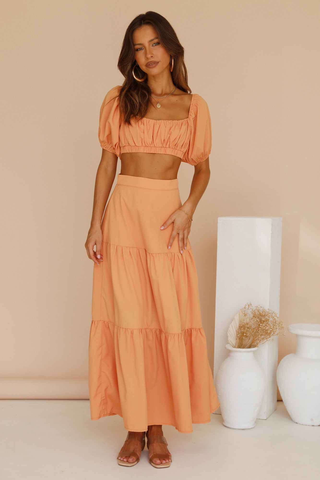 Yours For The Day Maxi Skirt Orange-Seaa Fashion
