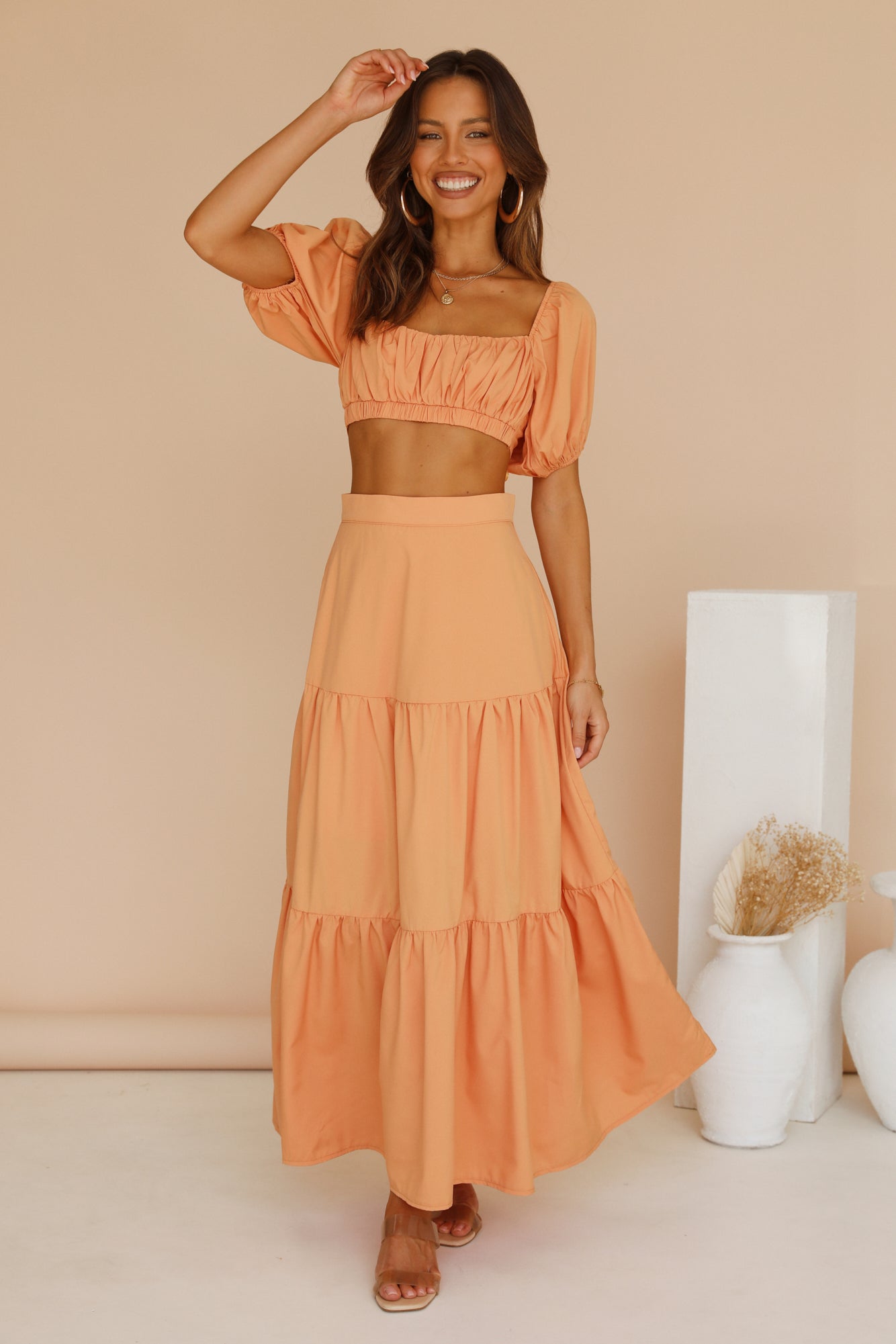 Yours For The Day Maxi Skirt Orange-Seaa Fashion