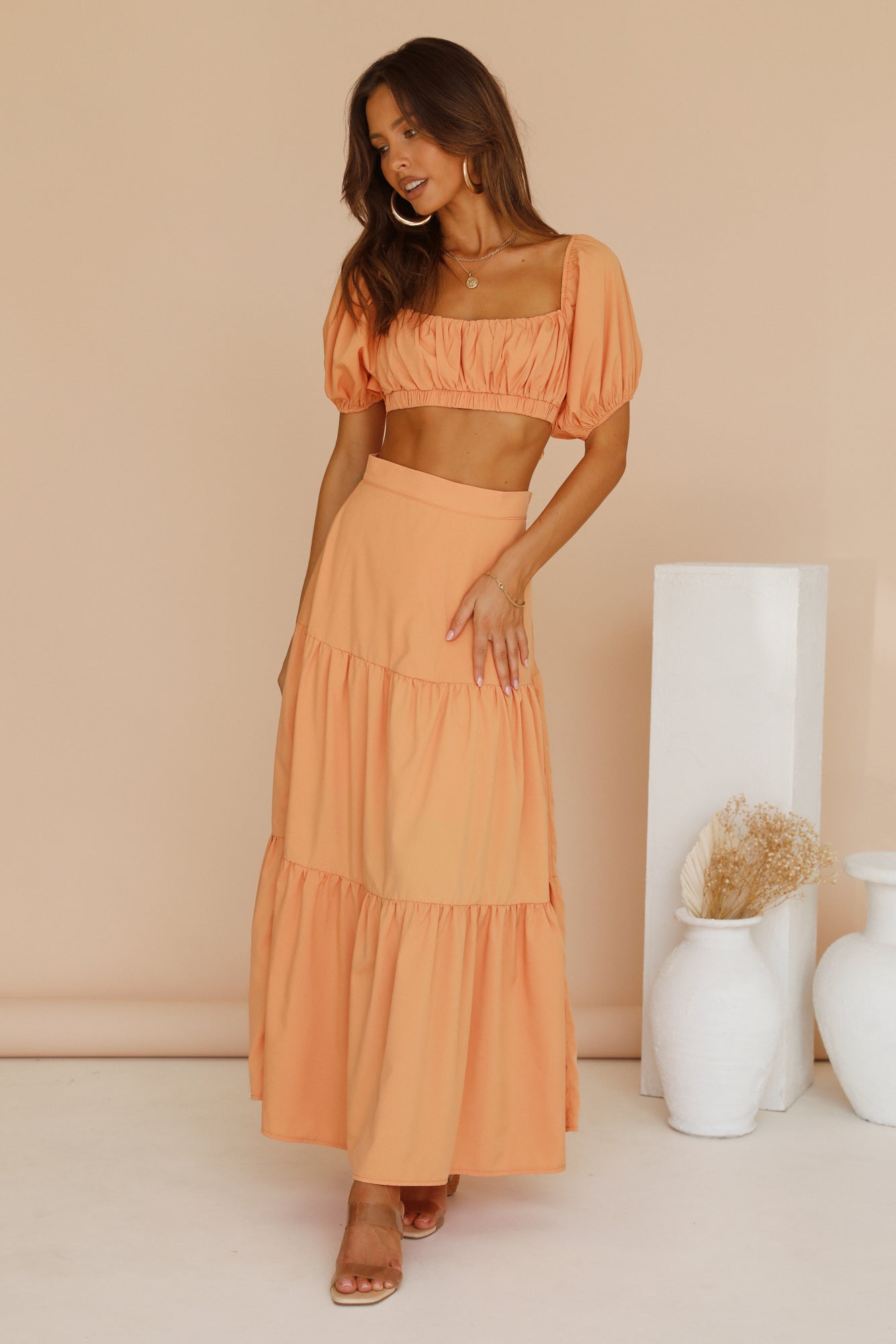 Yours For The Day Maxi Skirt Orange-Seaa Fashion