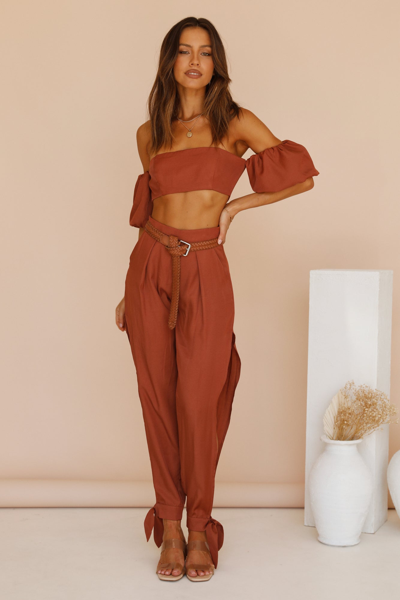 RUNAWAY THE LABEL Cass Split Pants Bronze-Seaa Fashion