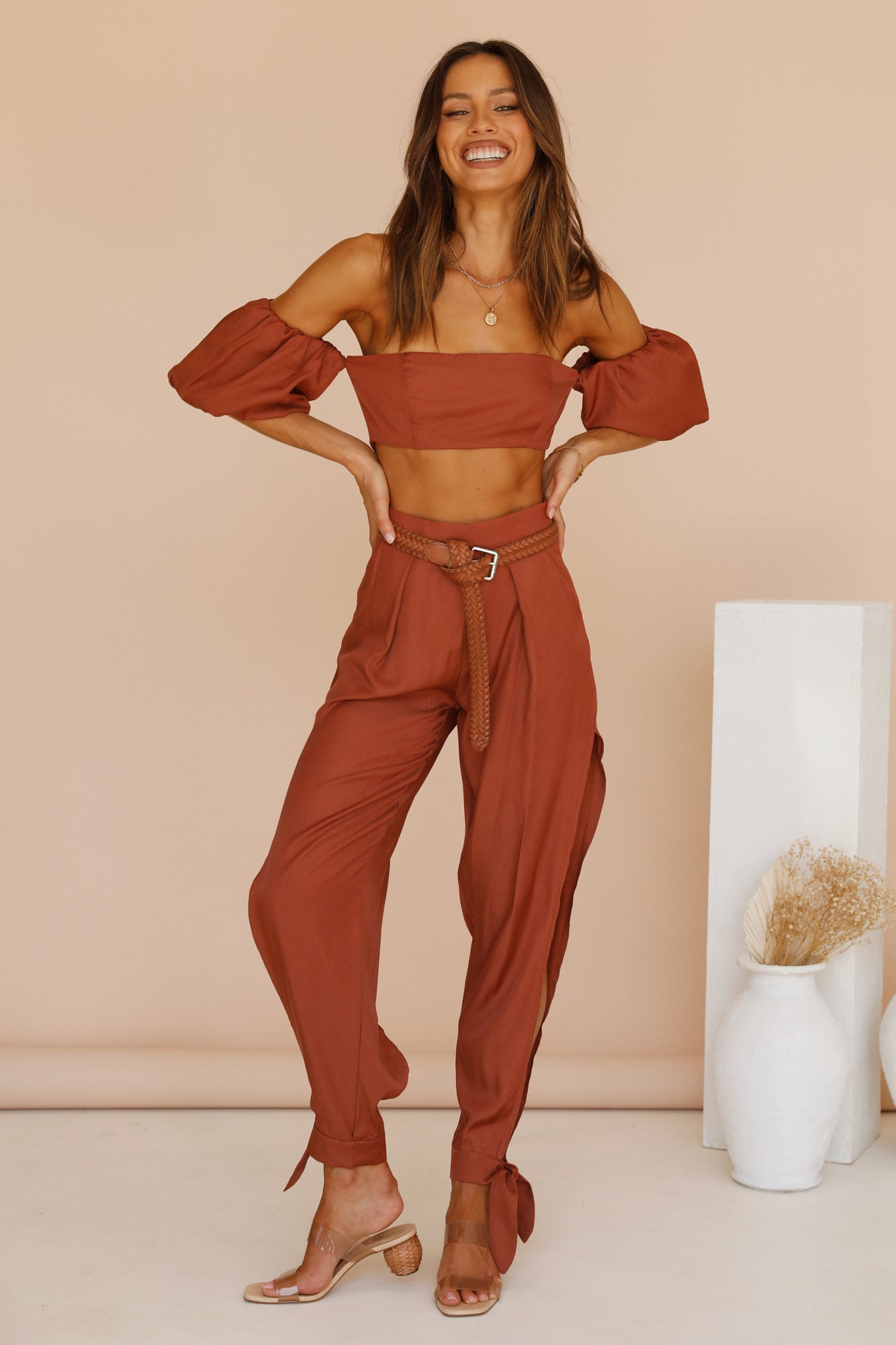 RUNAWAY THE LABEL Cass Split Pants Bronze-Seaa Fashion
