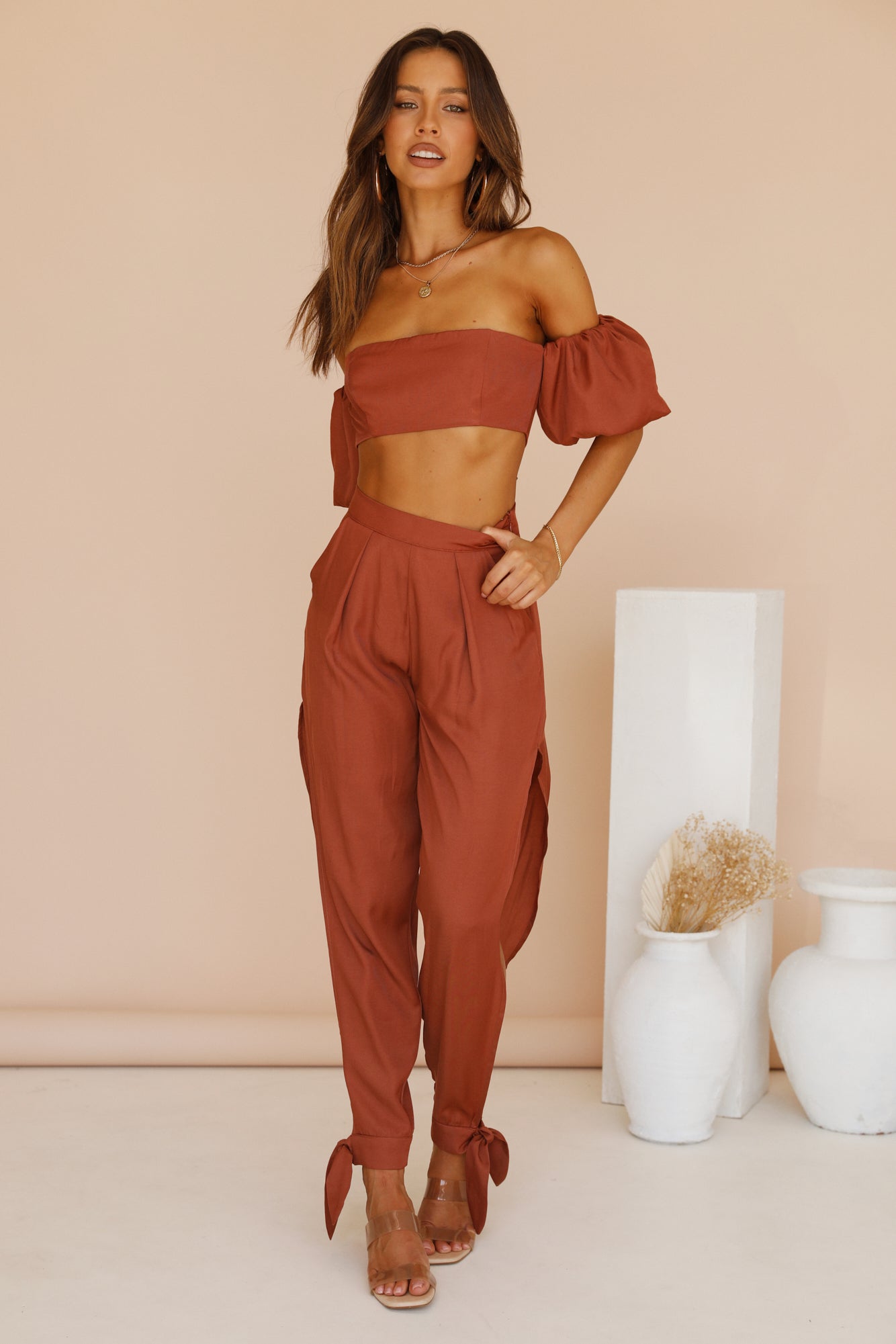 RUNAWAY THE LABEL Cass Split Pants Bronze-Seaa Fashion