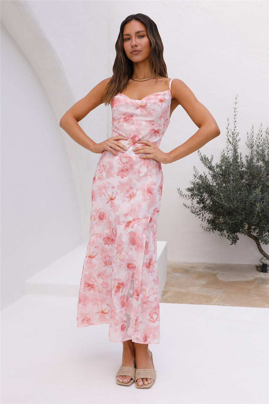 Whispering Shadow Maxi Dress Pink-Seaa Fashion
