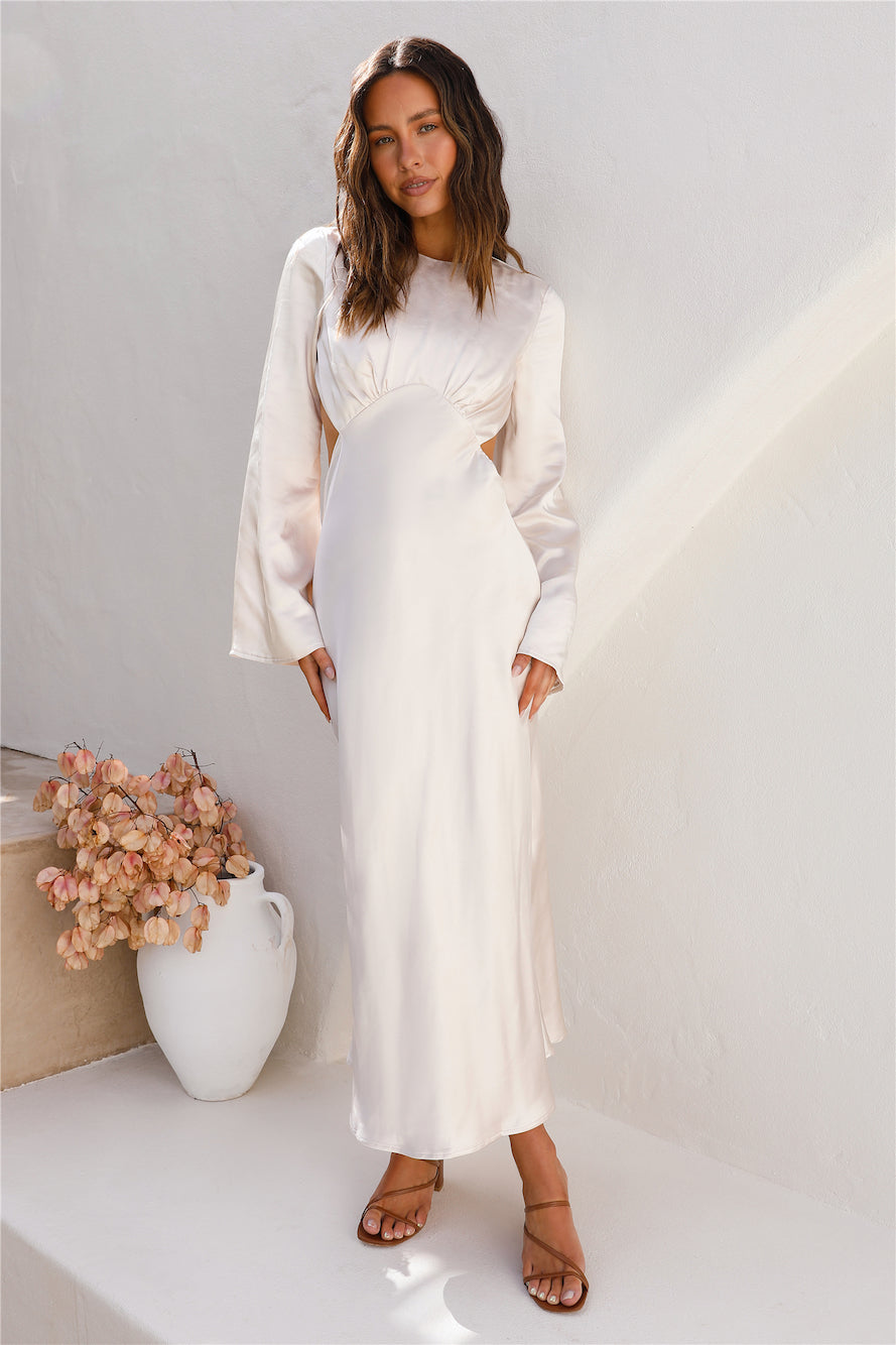 Daisy Lanes Satin Maxi Dress Champagne-Seaa Fashion