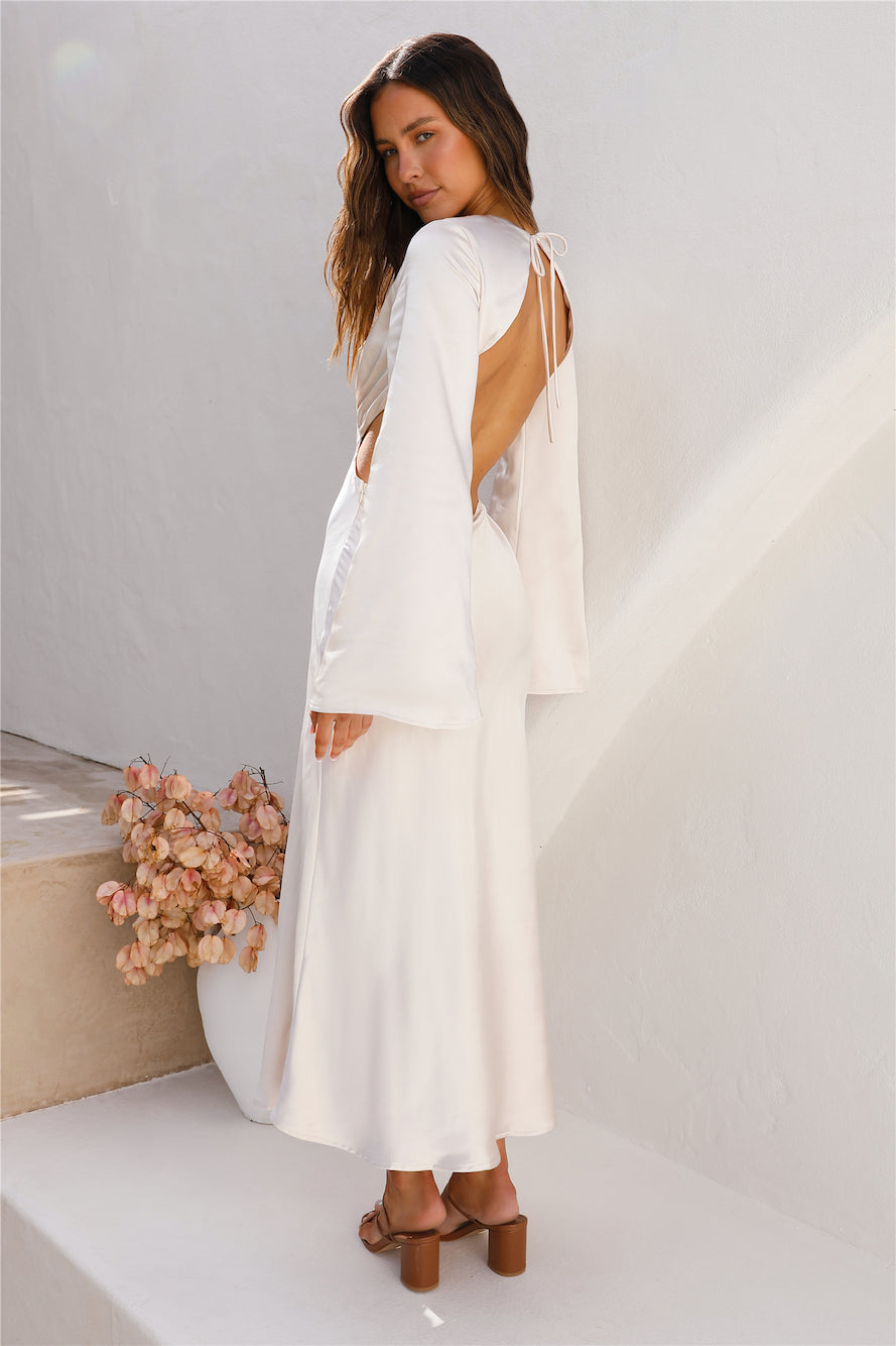 Daisy Lanes Satin Maxi Dress Champagne-Seaa Fashion