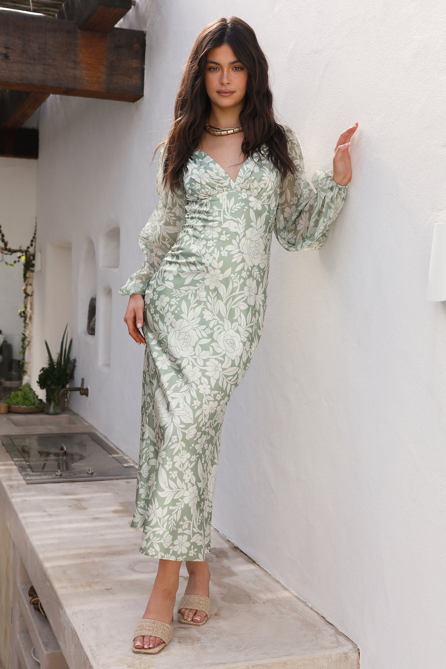 Sweet Serenity Maxi Dress Sage-Seaa Fashion