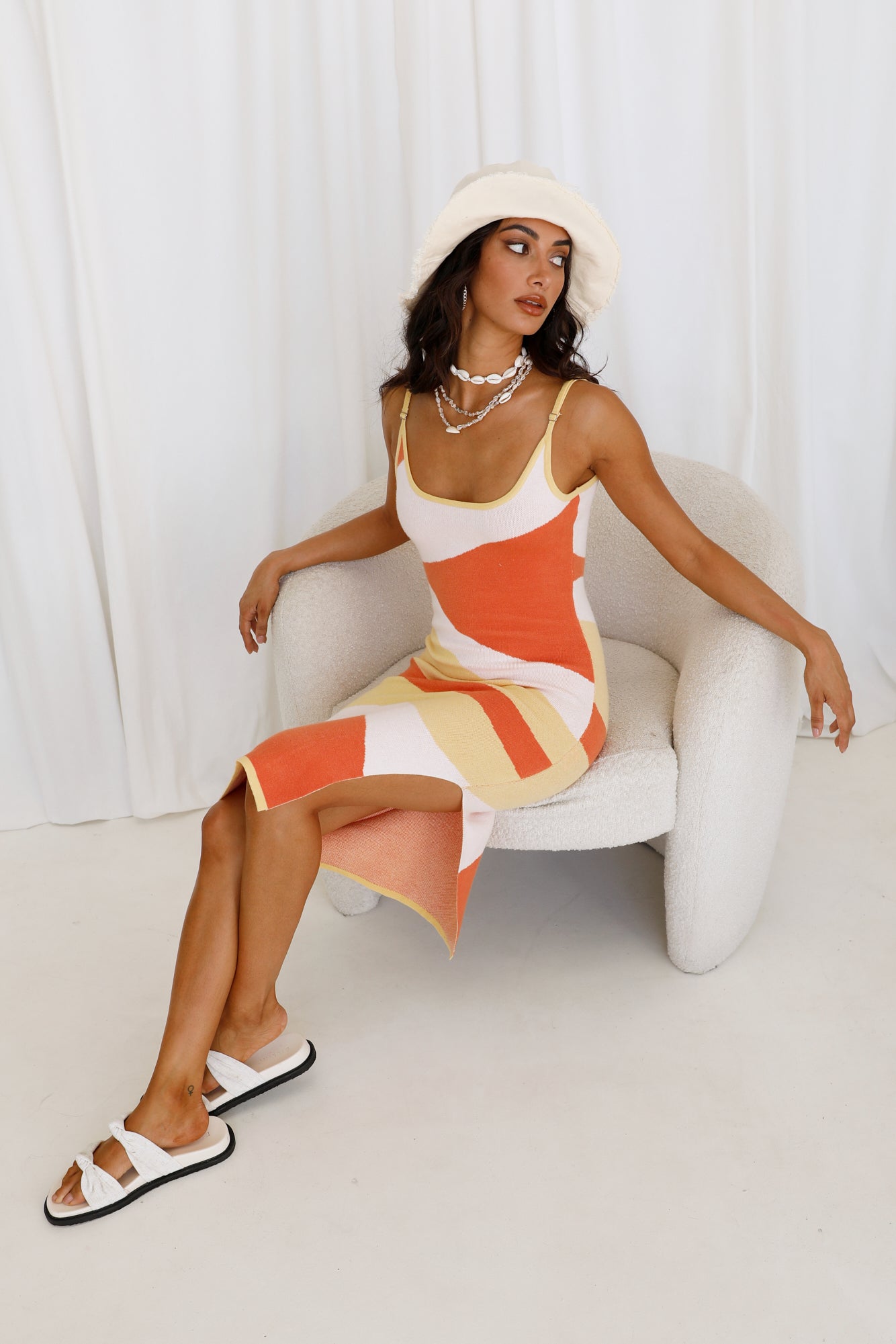 Head Start Midi Dress Orange-Seaa Fashion