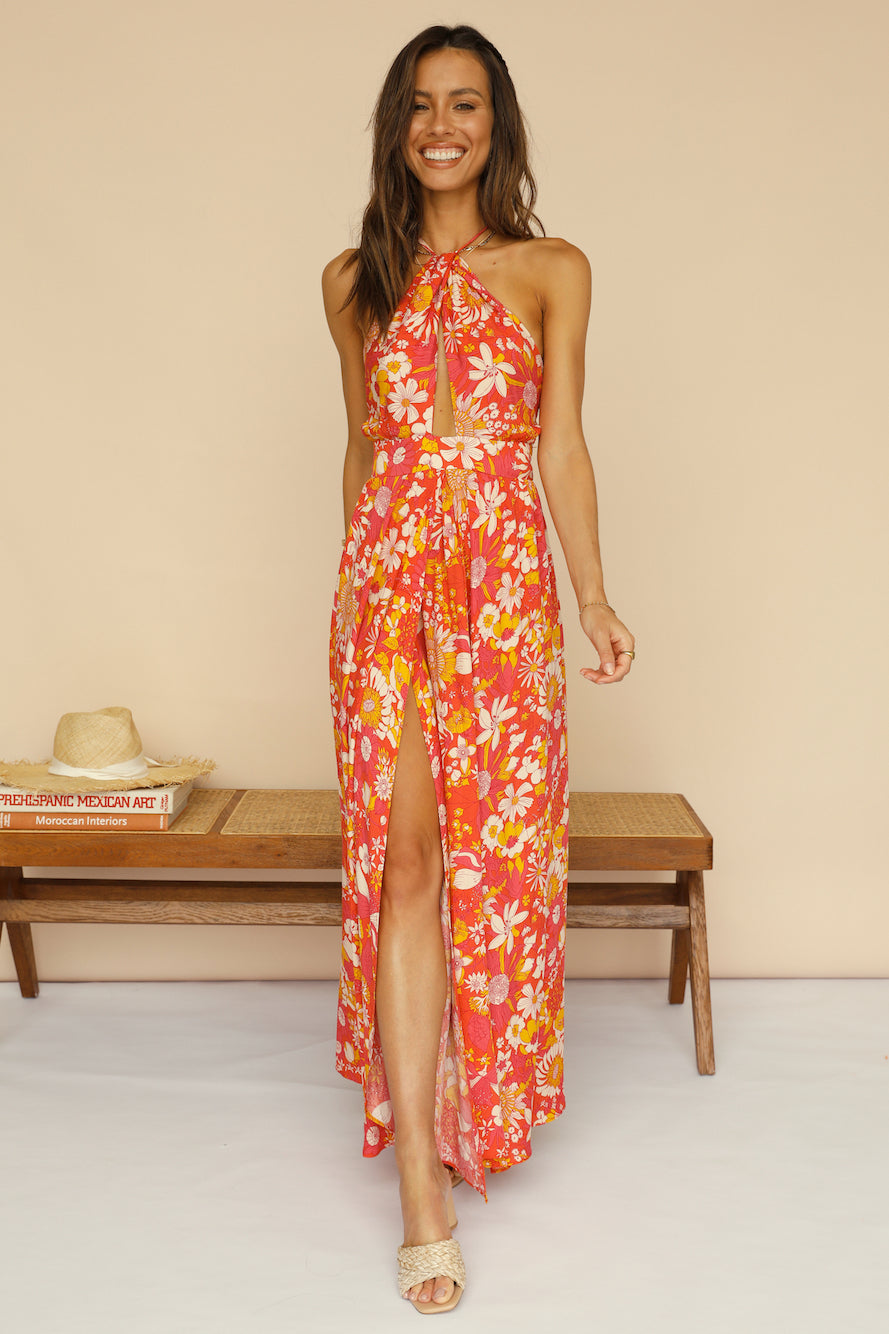 Sunset Shadows Maxi Dress Orange-Seaa Fashion