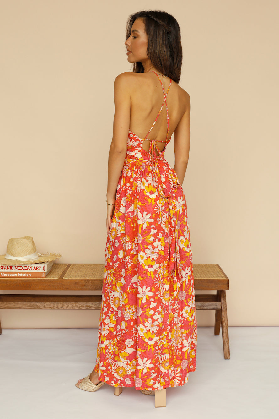 Sunset Shadows Maxi Dress Orange-Seaa Fashion