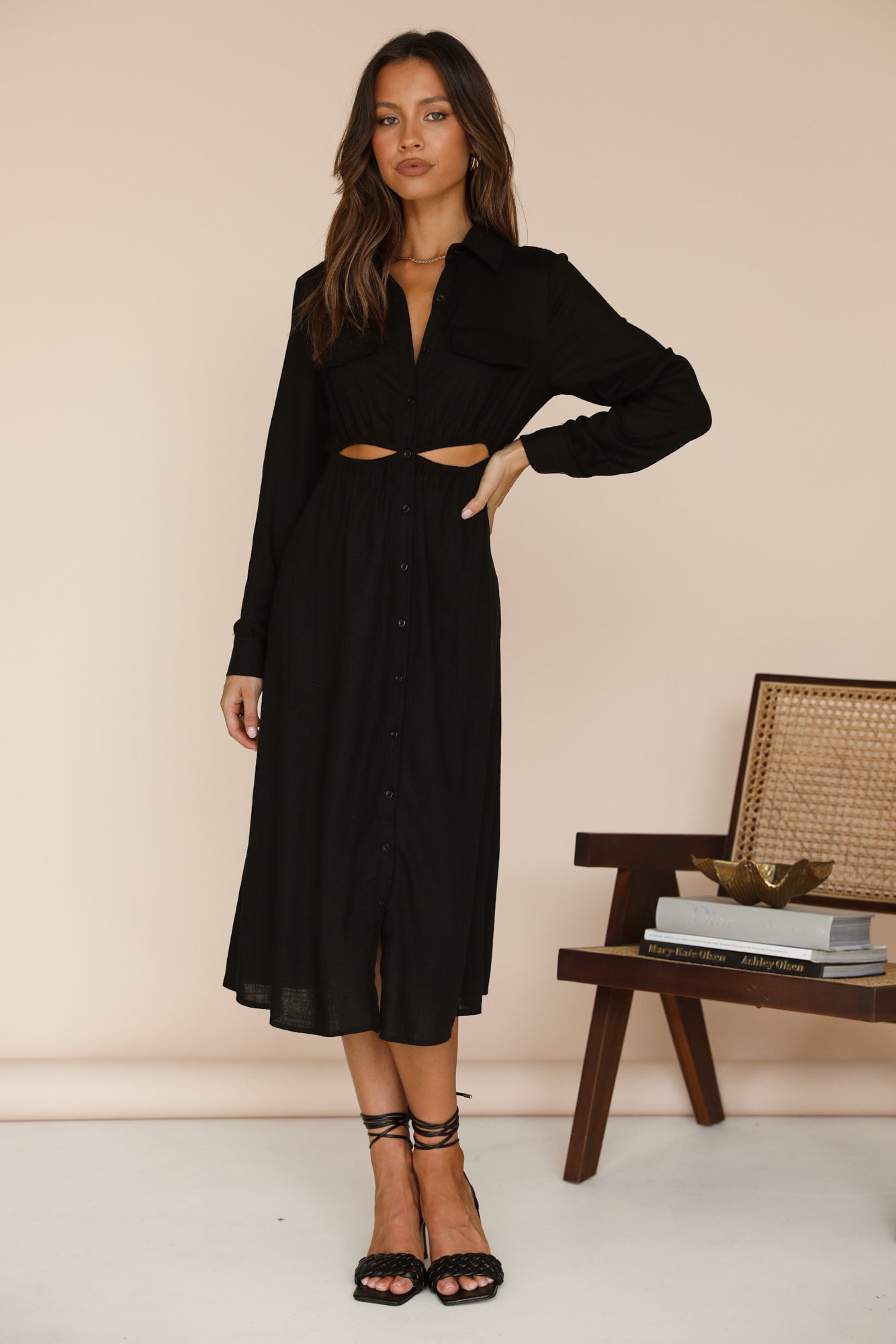 Nebular Midi Dress Black-Seaa Fashion