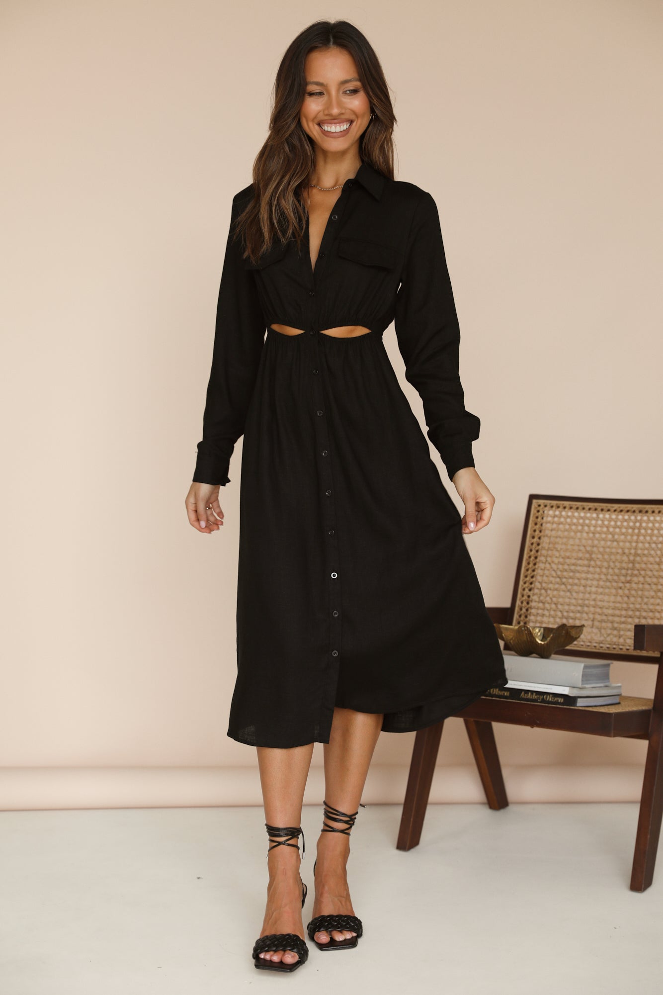 Nebular Midi Dress Black-Seaa Fashion