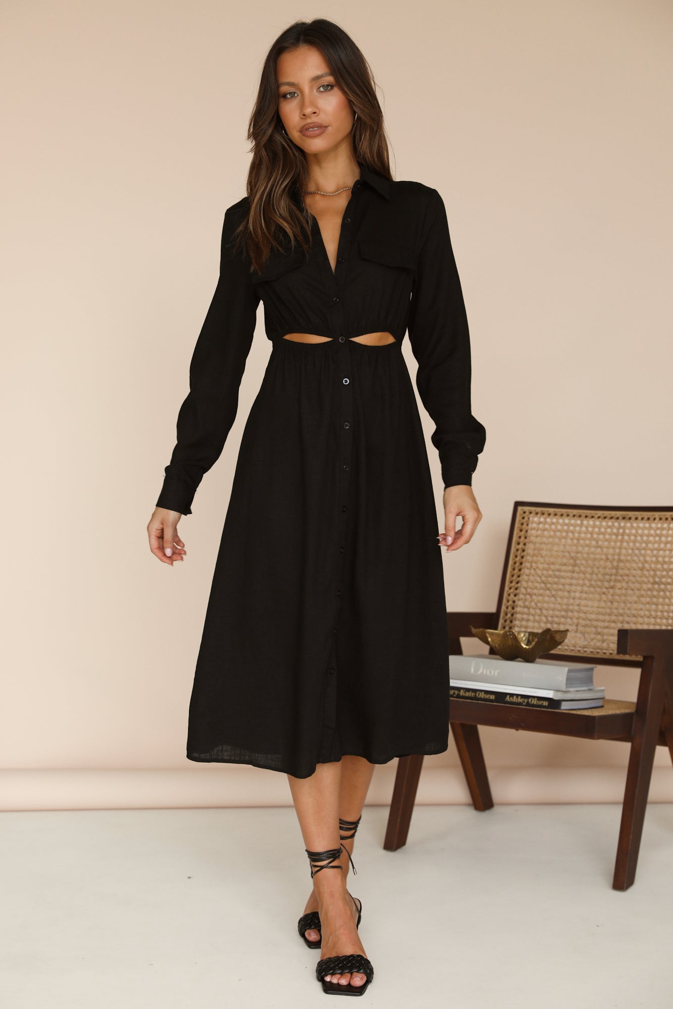 Nebular Midi Dress Black-Seaa Fashion