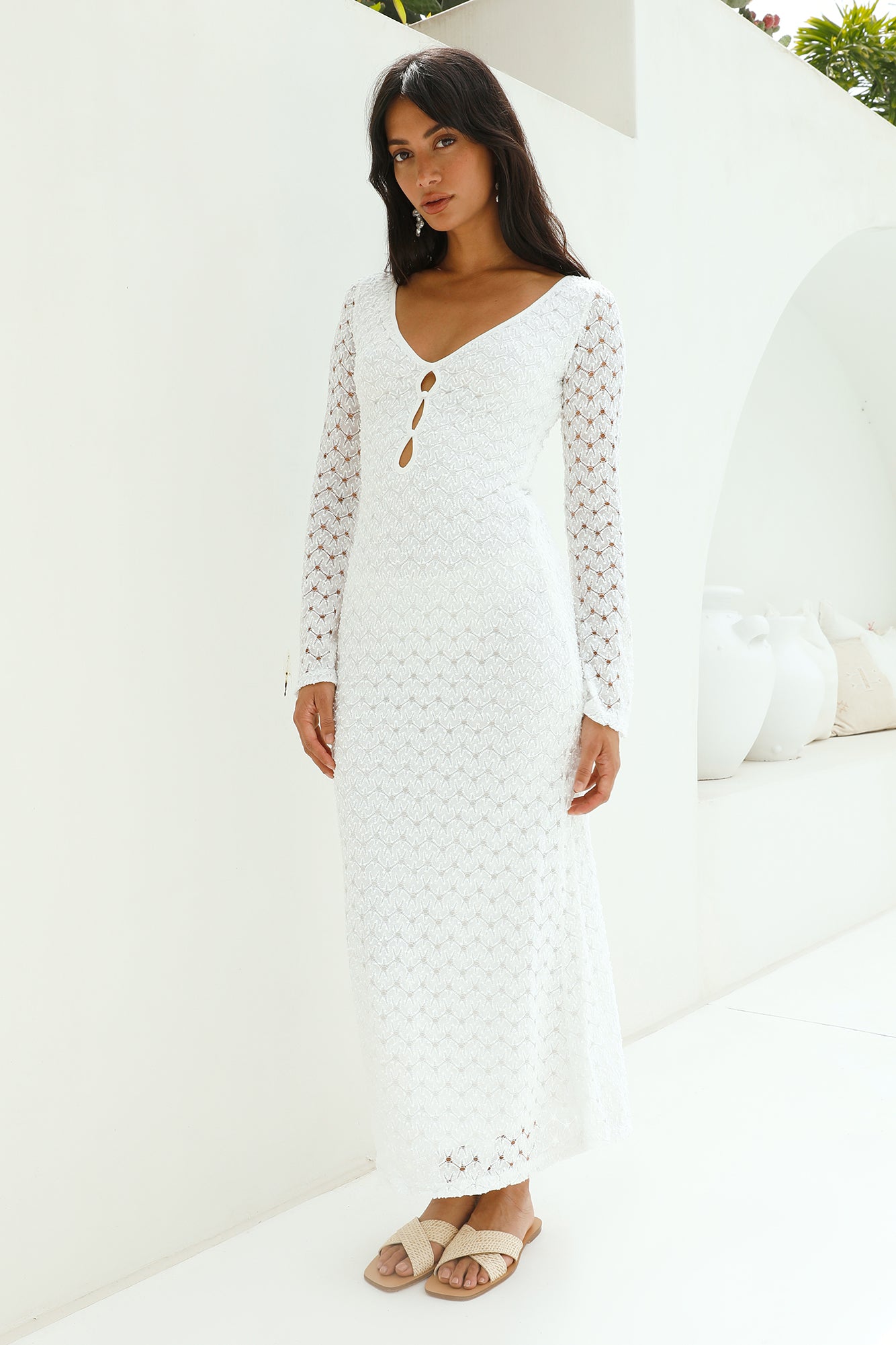 Ivory Moon Maxi Dress White-Seaa Fashion