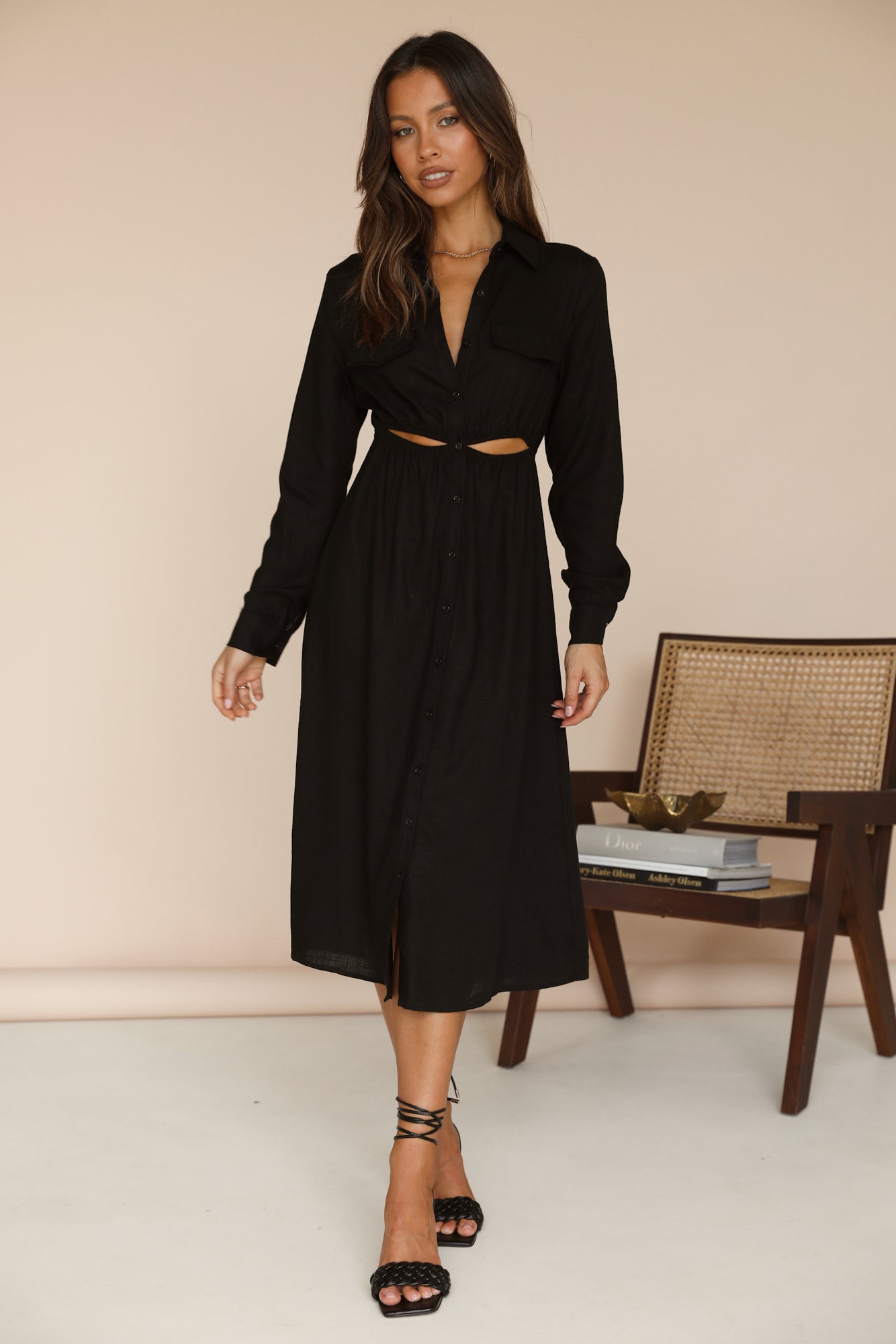 Nebular Midi Dress Black-Seaa Fashion
