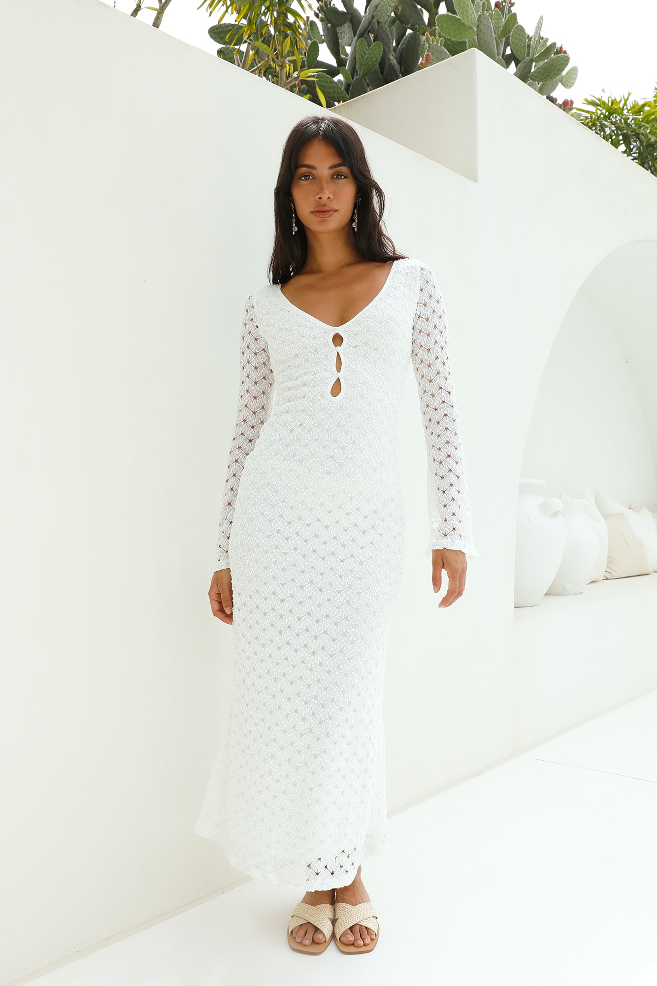 Ivory Moon Maxi Dress White-Seaa Fashion