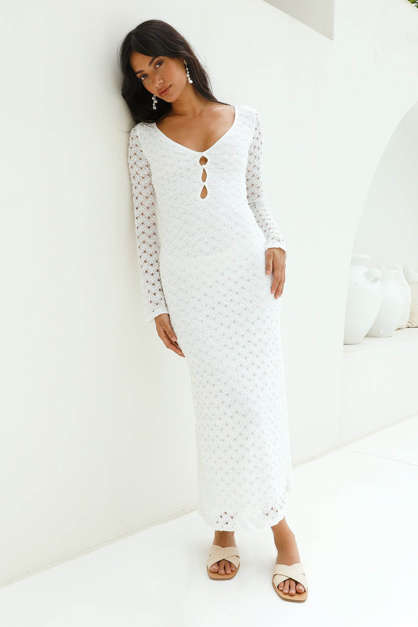 Ivory Moon Maxi Dress White-Seaa Fashion