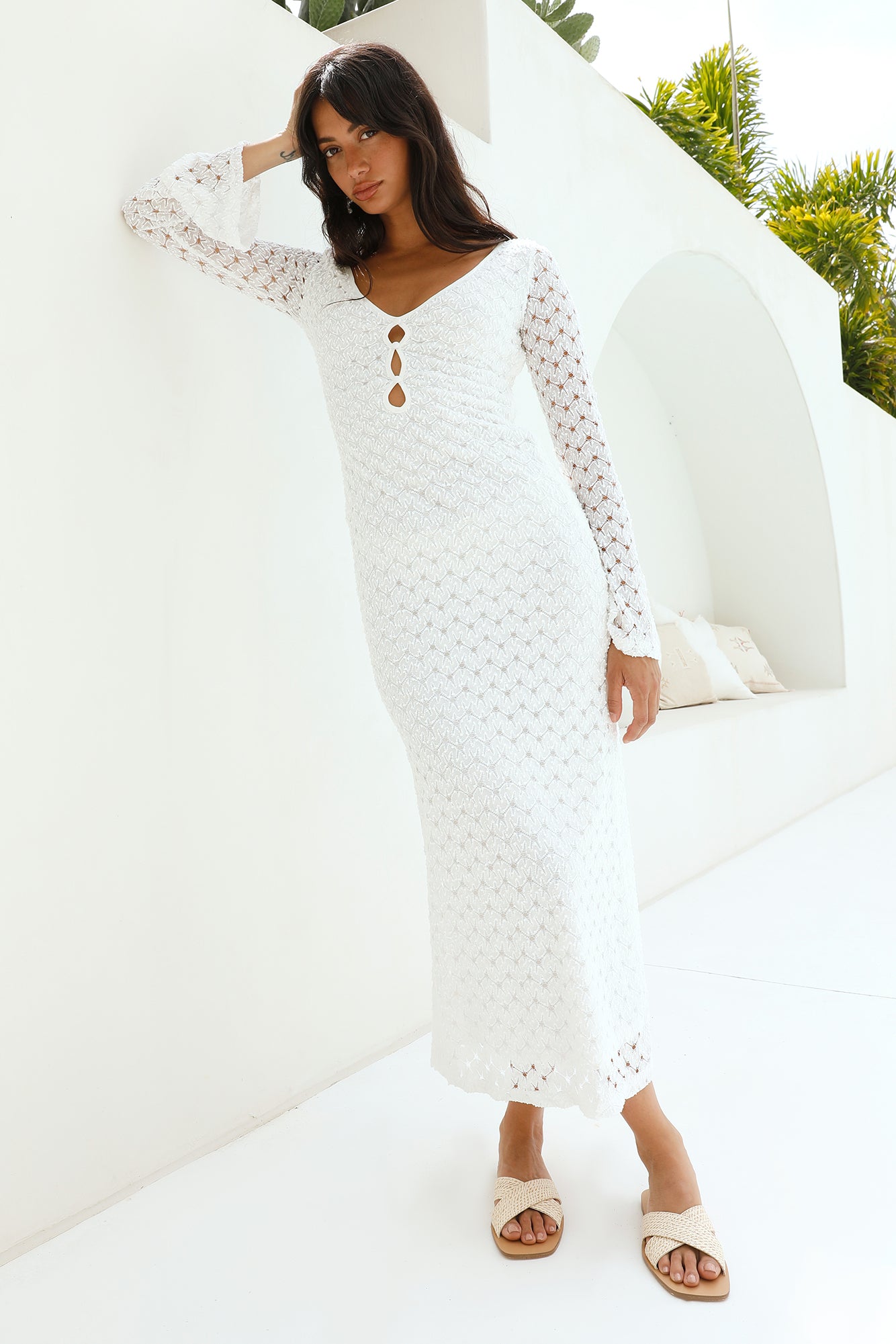 Ivory Moon Maxi Dress White-Seaa Fashion