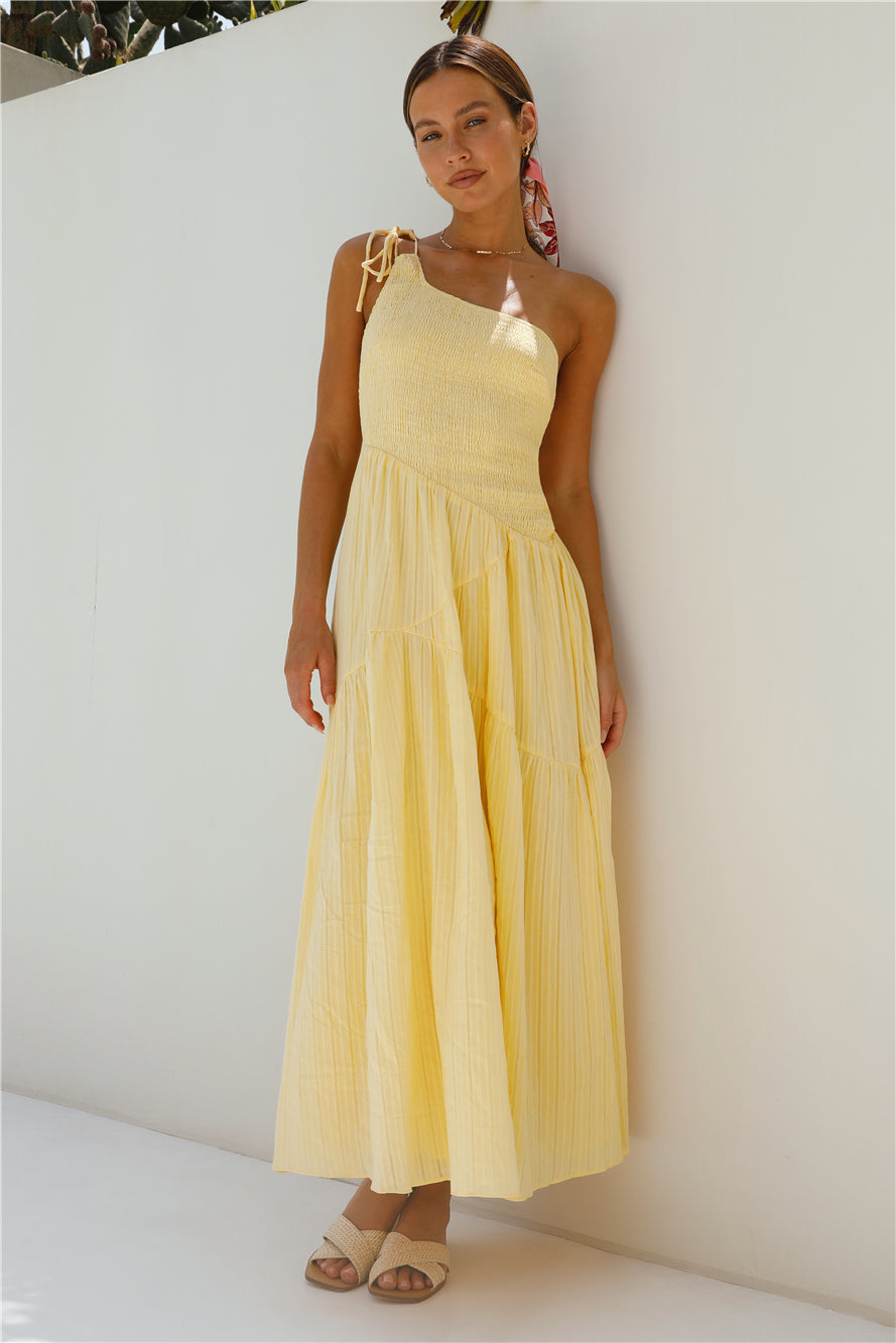 Beaming Hues One Shoulder Maxi Dress Yellow-Seaa Fashion