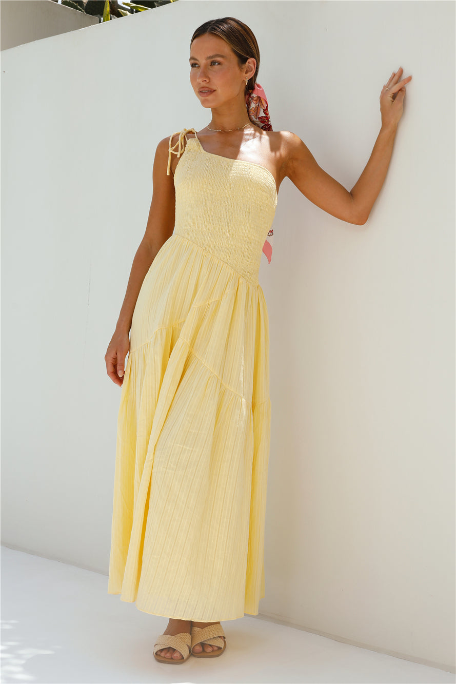 Beaming Hues One Shoulder Maxi Dress Yellow-Seaa Fashion