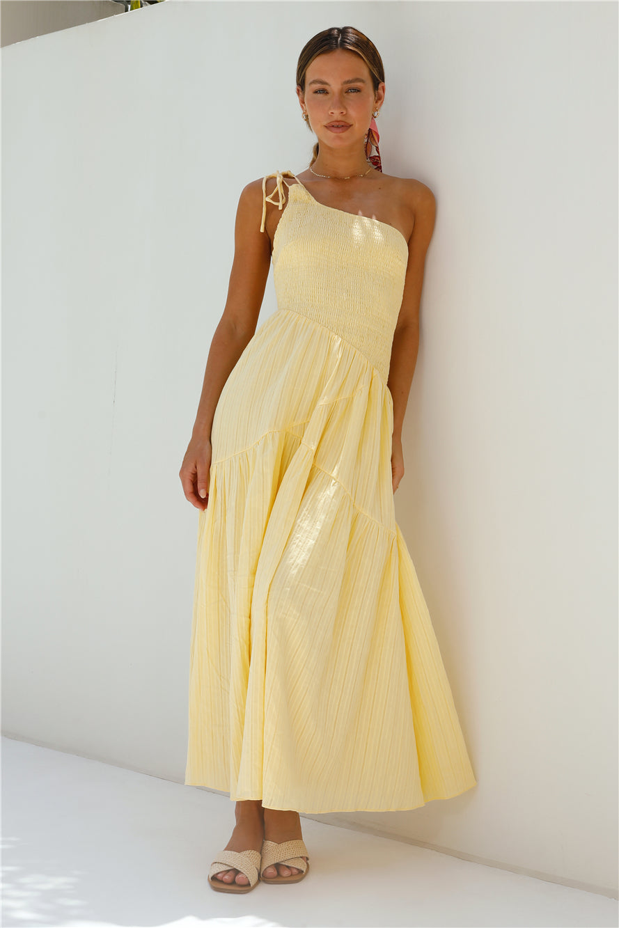 Beaming Hues One Shoulder Maxi Dress Yellow-Seaa Fashion