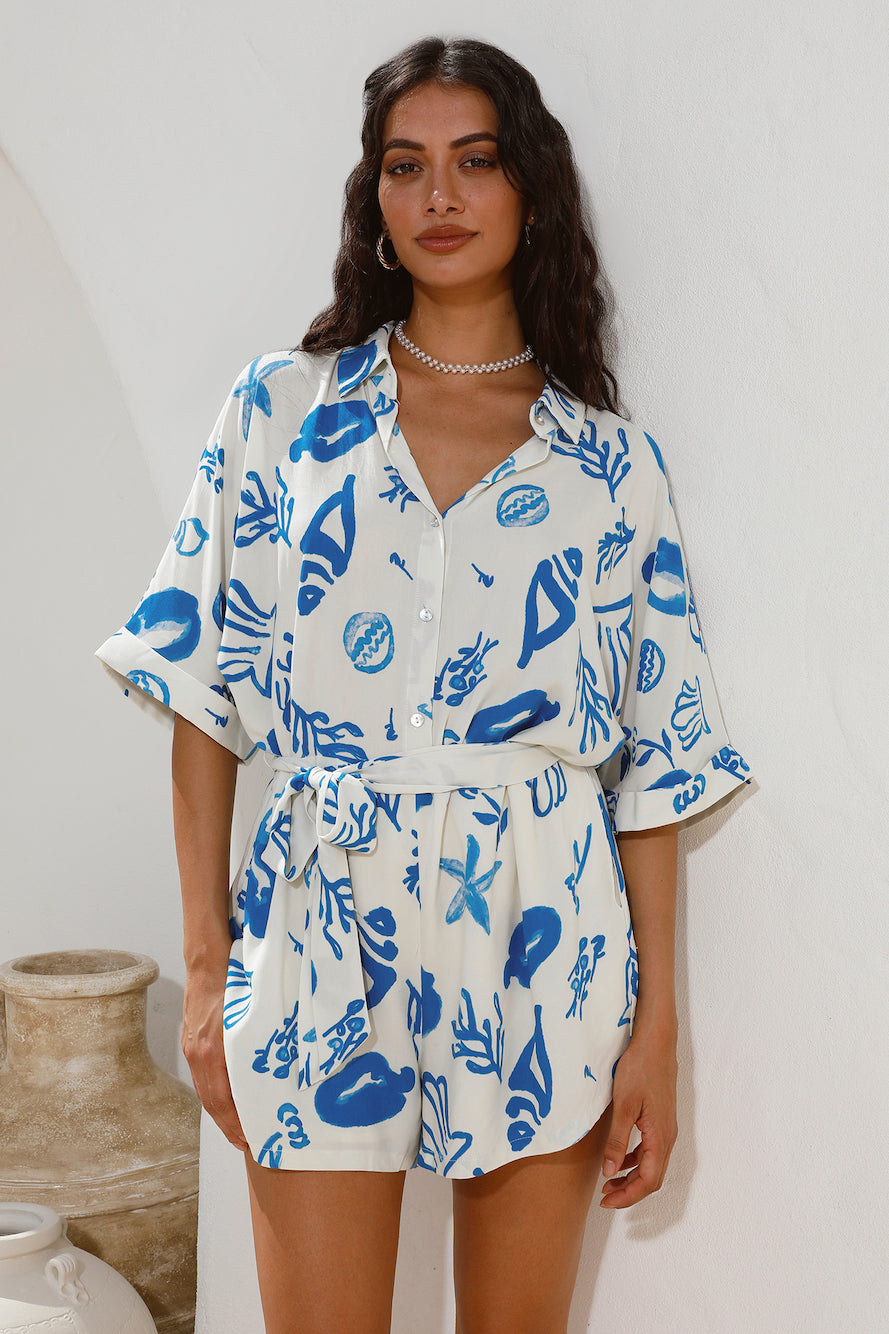 Where It Begins Romper Blue-Seaa Fashion