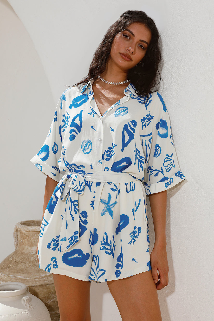 Where It Begins Romper Blue-Seaa Fashion