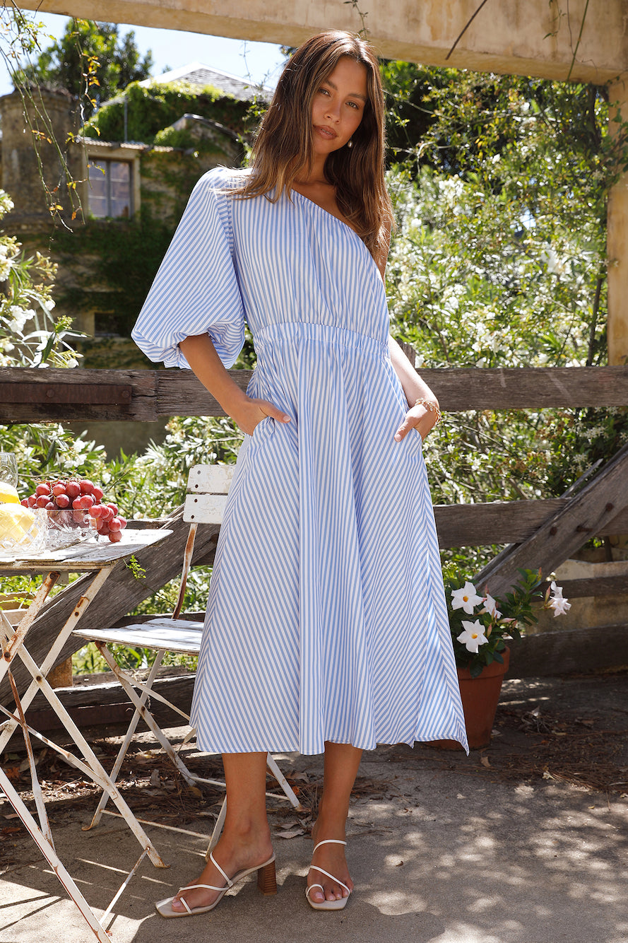Writing In The Sky Midi Dress Blue-Seaa Fashion