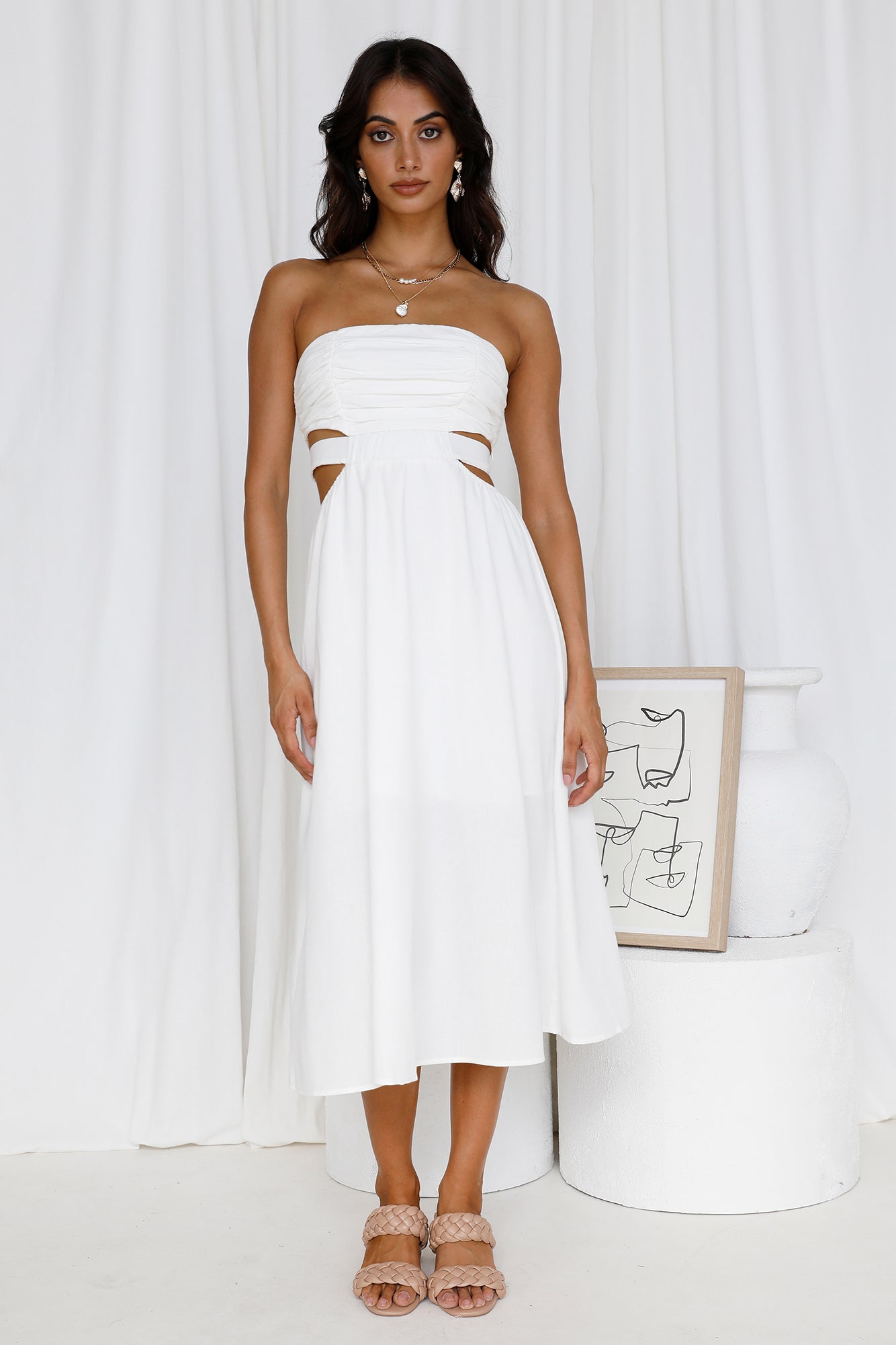 Left Of Field Maxi Dress White-Seaa Fashion