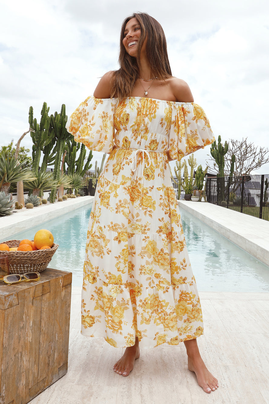Sunflower Off-Shoulder Maxi Dress Yellow-Seaa Fashion