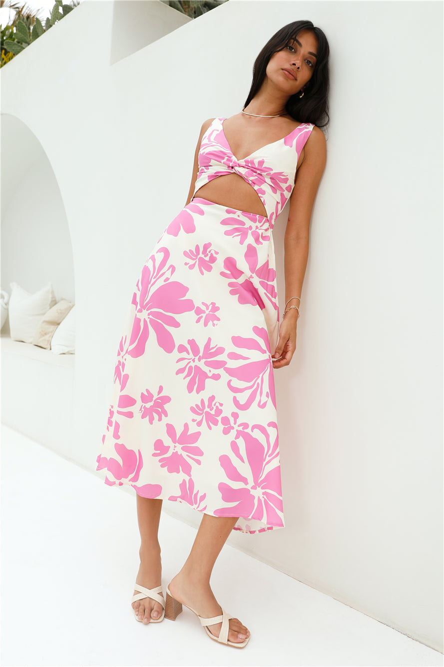 Sunset Sorbet Midi Dress Pink-Seaa Fashion