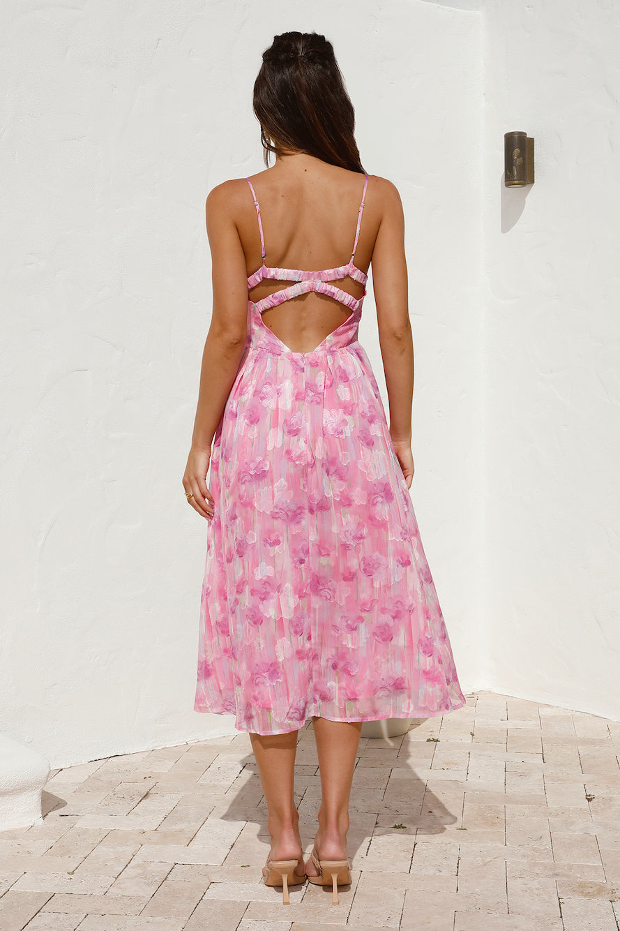 Fairytale Daydreams Midi Dress Pink-Seaa Fashion
