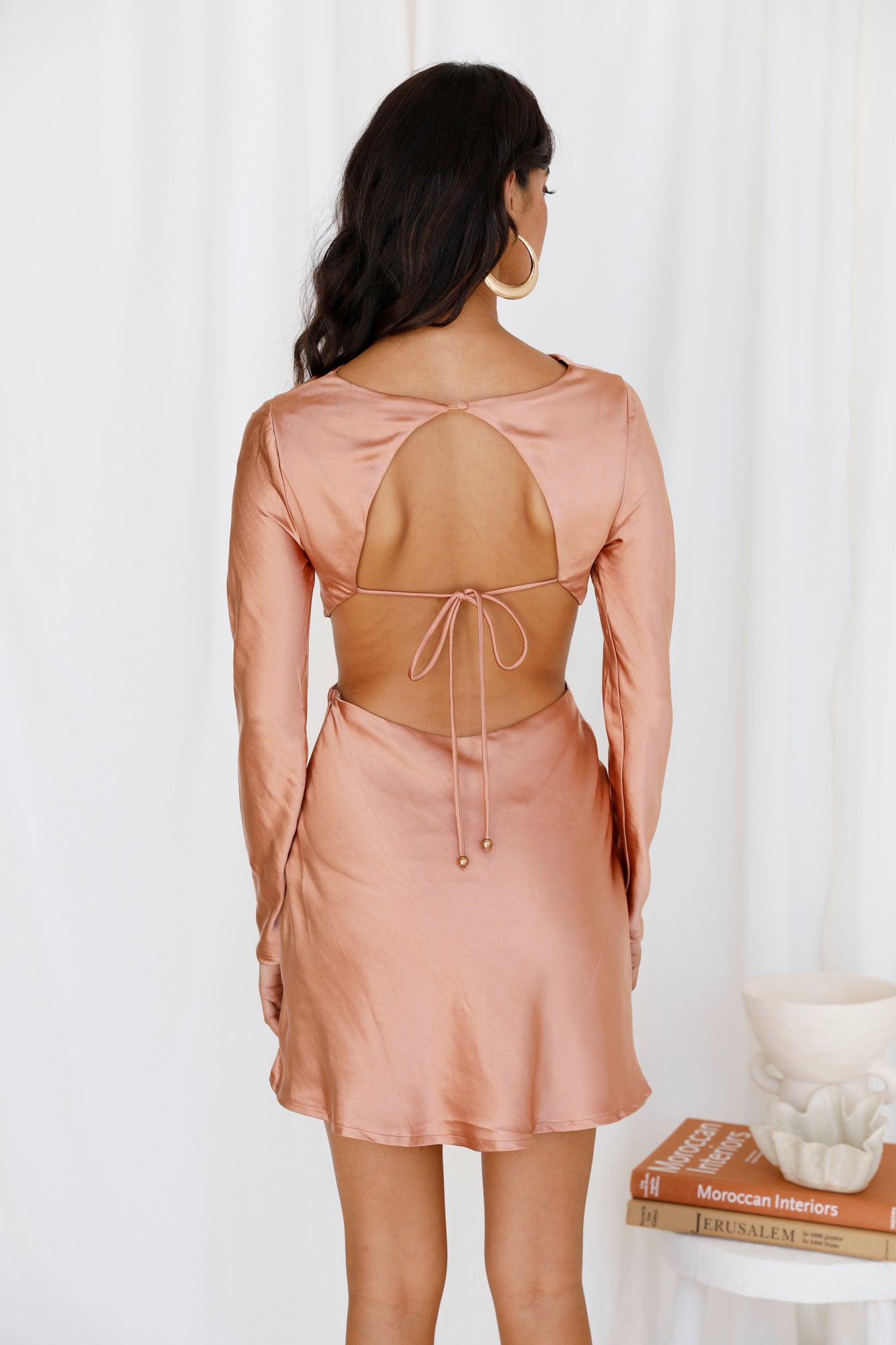 Peripheral Vision Dress Peach Orange-Seaa Fashion
