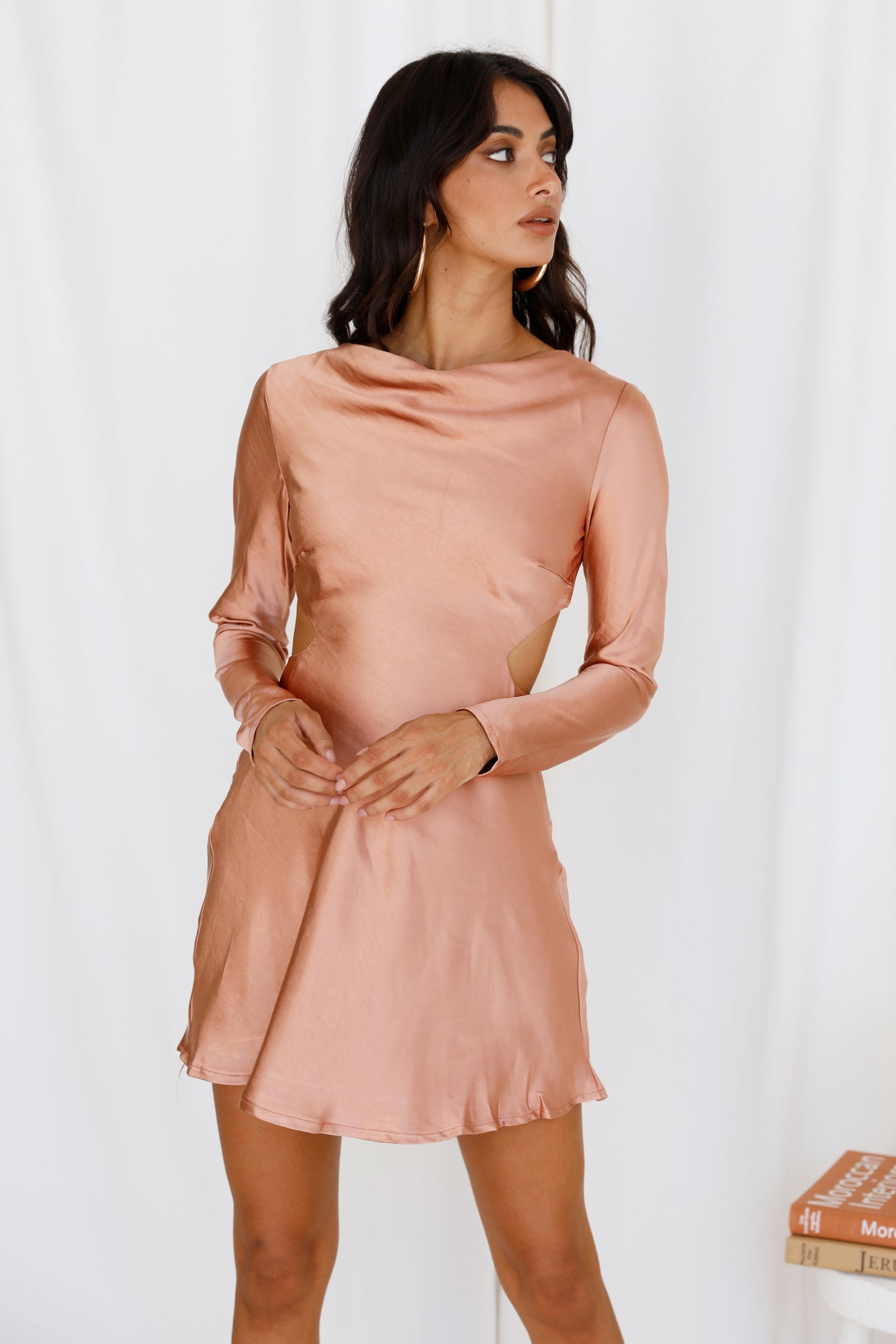 Peripheral Vision Dress Peach Orange-Seaa Fashion