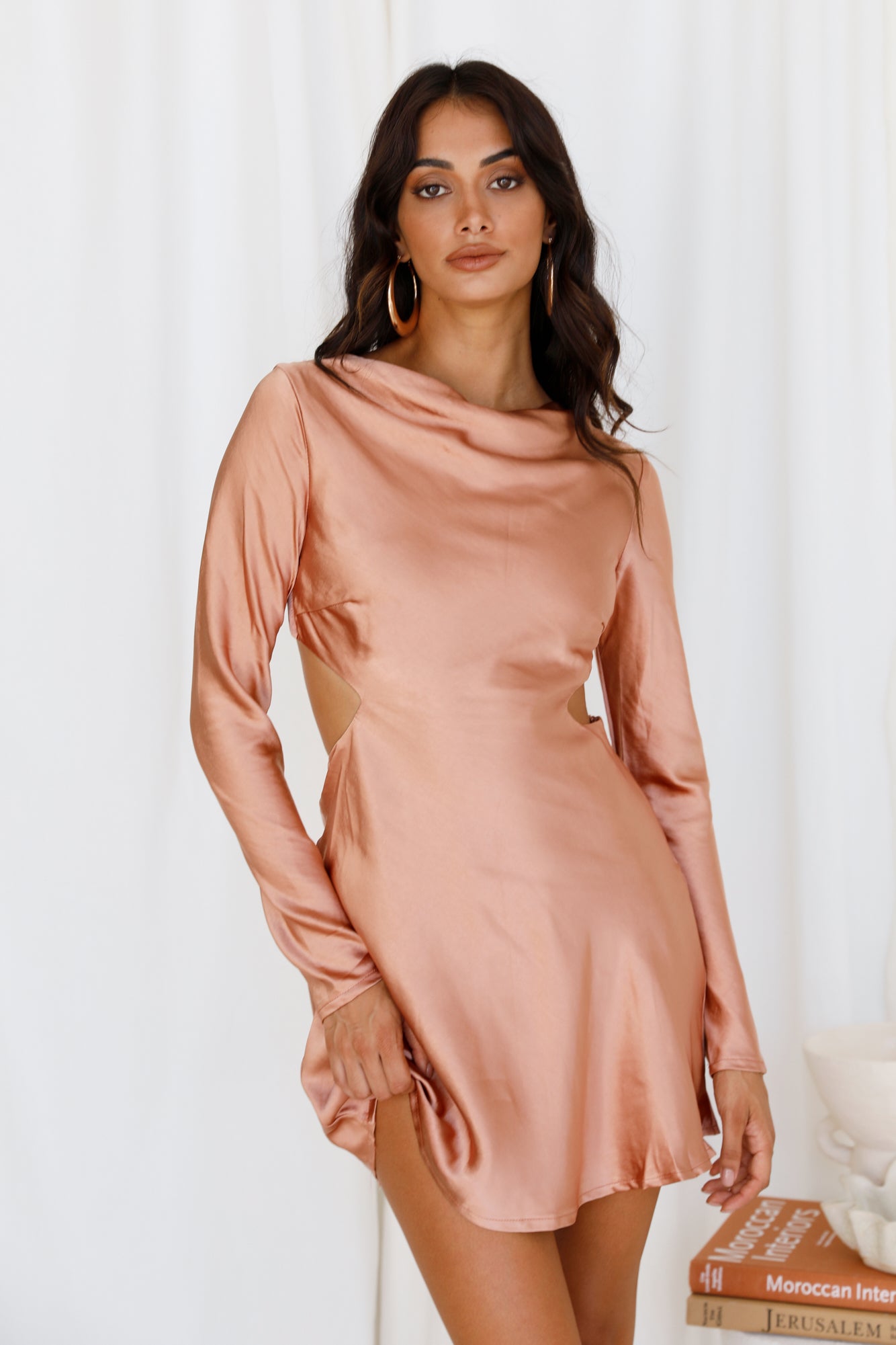 Peripheral Vision Dress Peach Orange-Seaa Fashion