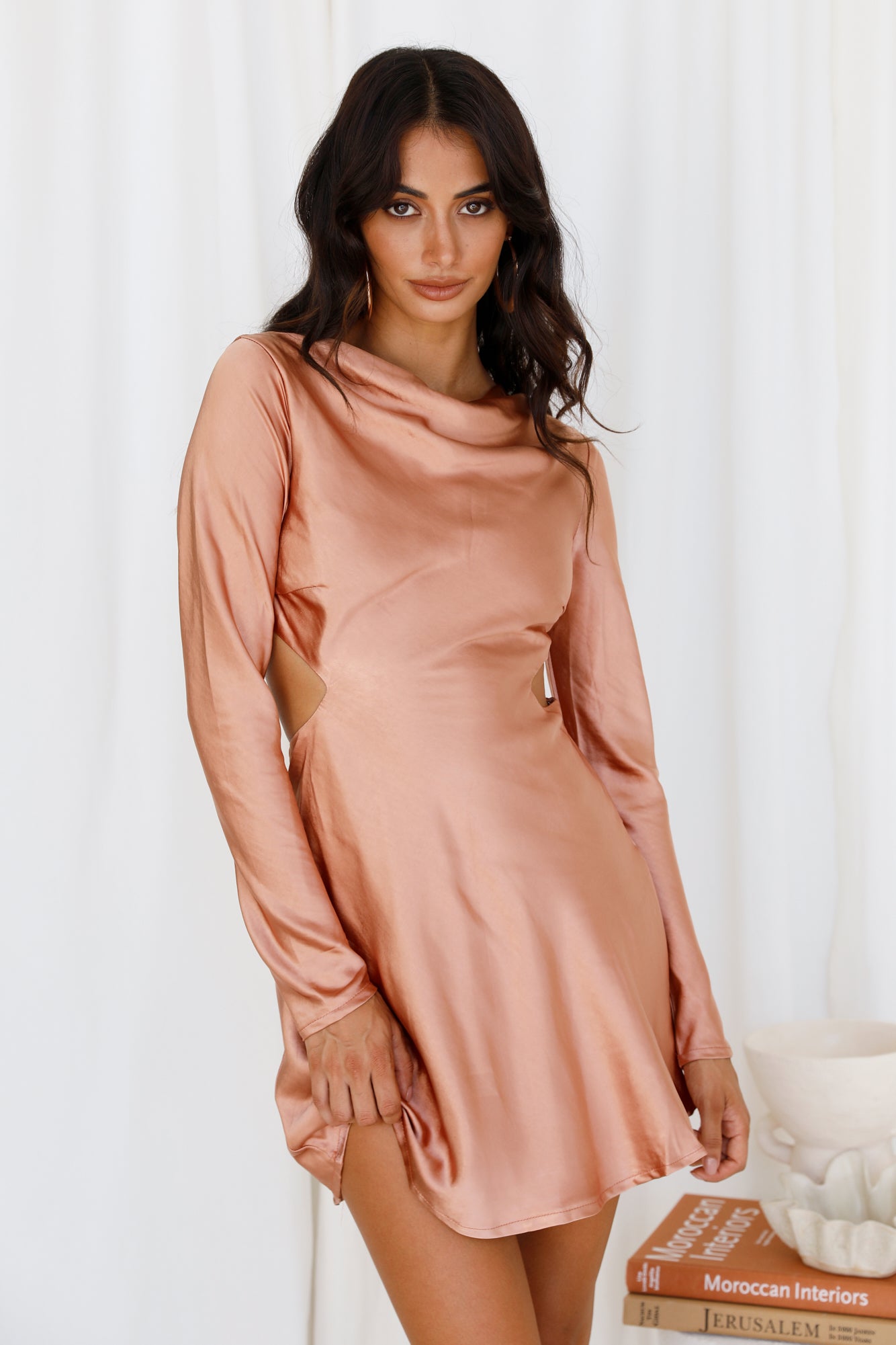 Peripheral Vision Dress Peach Orange-Seaa Fashion