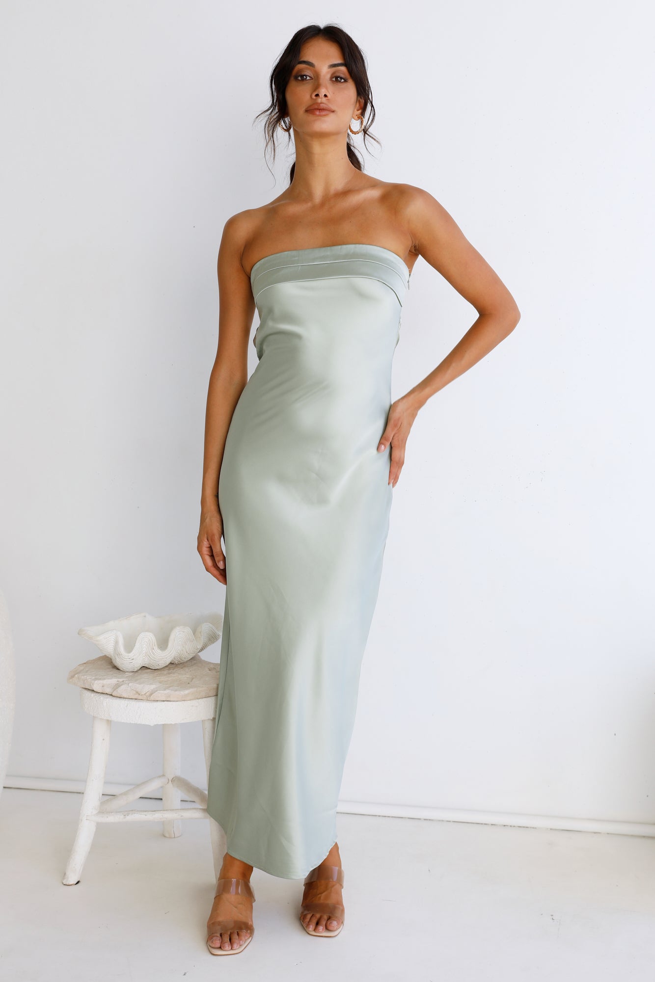 Gleam In Gold Maxi Dress Light Green-Seaa Fashion