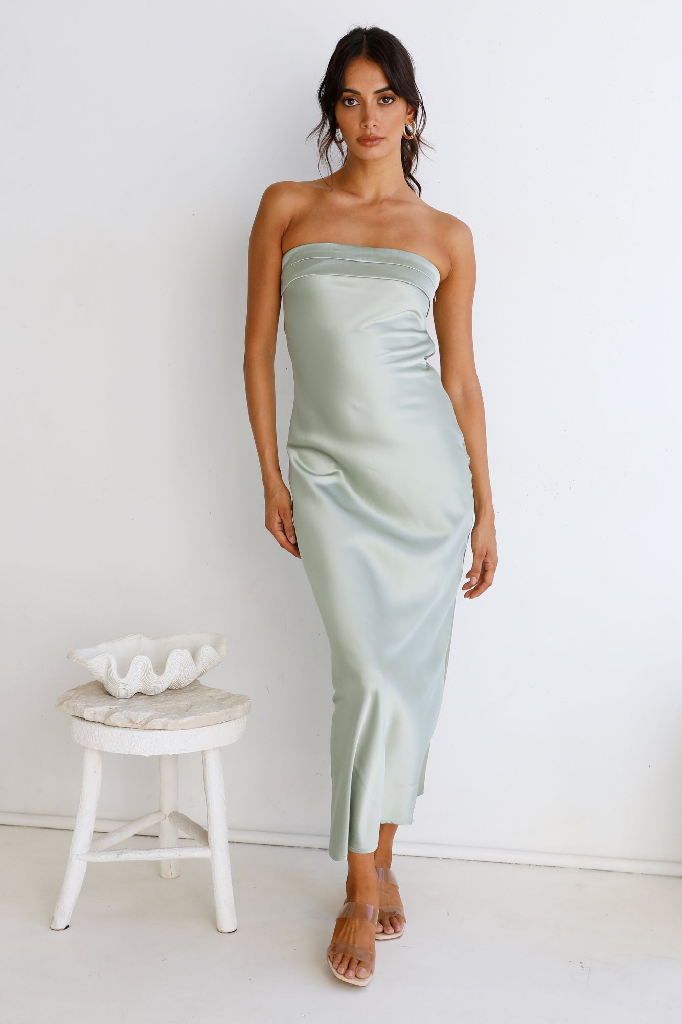 Gleam In Gold Maxi Dress Light Green-Seaa Fashion