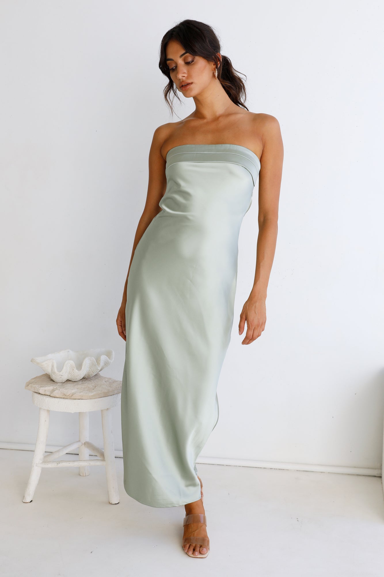 Gleam In Gold Maxi Dress Light Green-Seaa Fashion