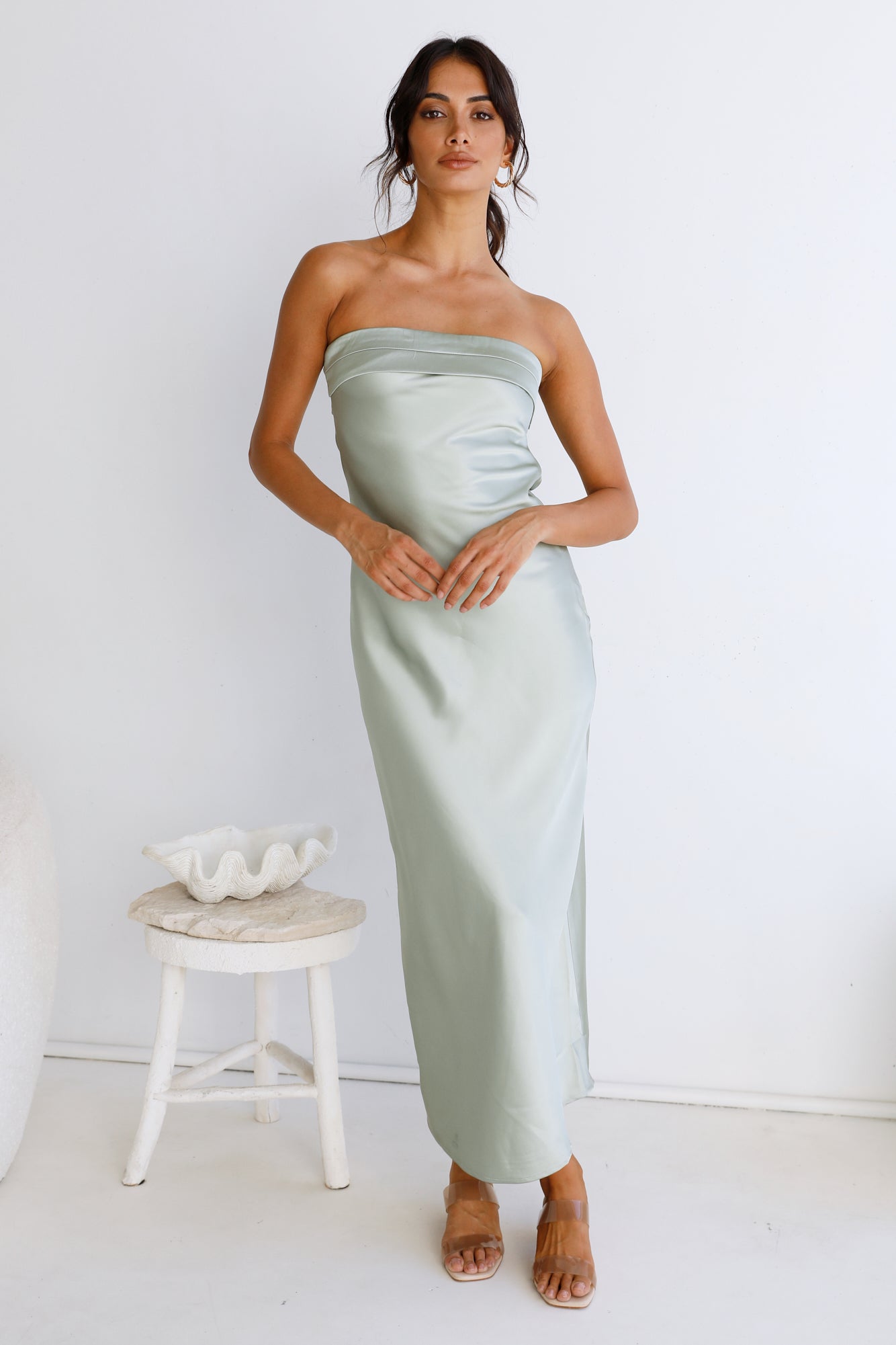 Gleam In Gold Maxi Dress Light Green-Seaa Fashion