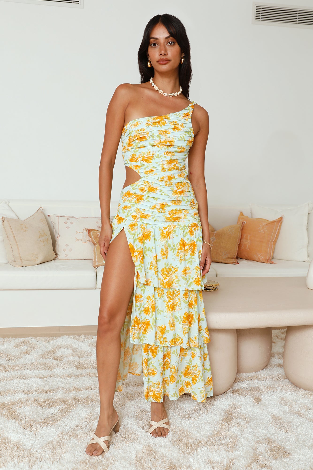 Party On The Coast One Shoulder Maxi Dress Blue-Seaa Fashion