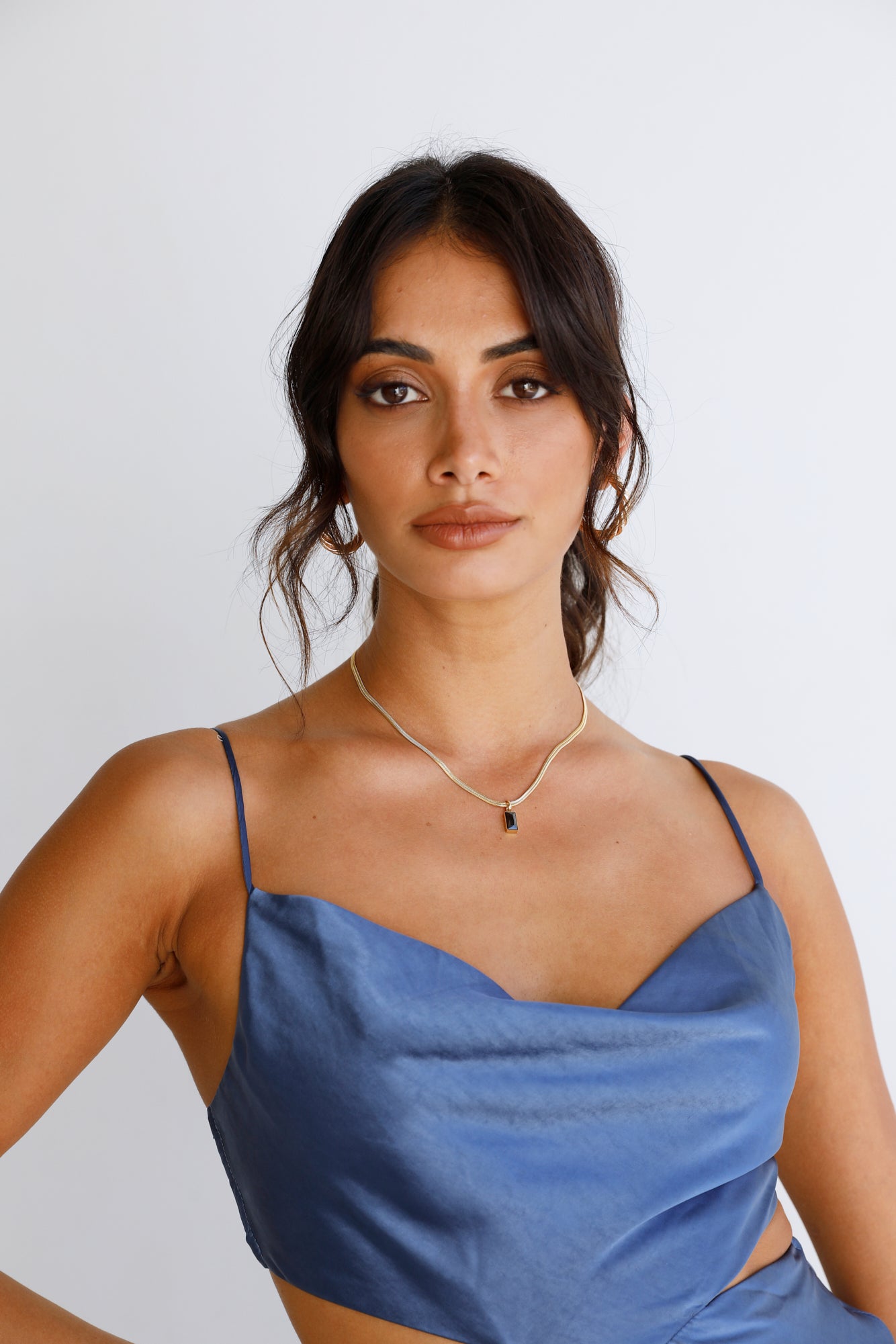 18k Gold Plated Looking Glass Necklace Black-Seaa Fashion