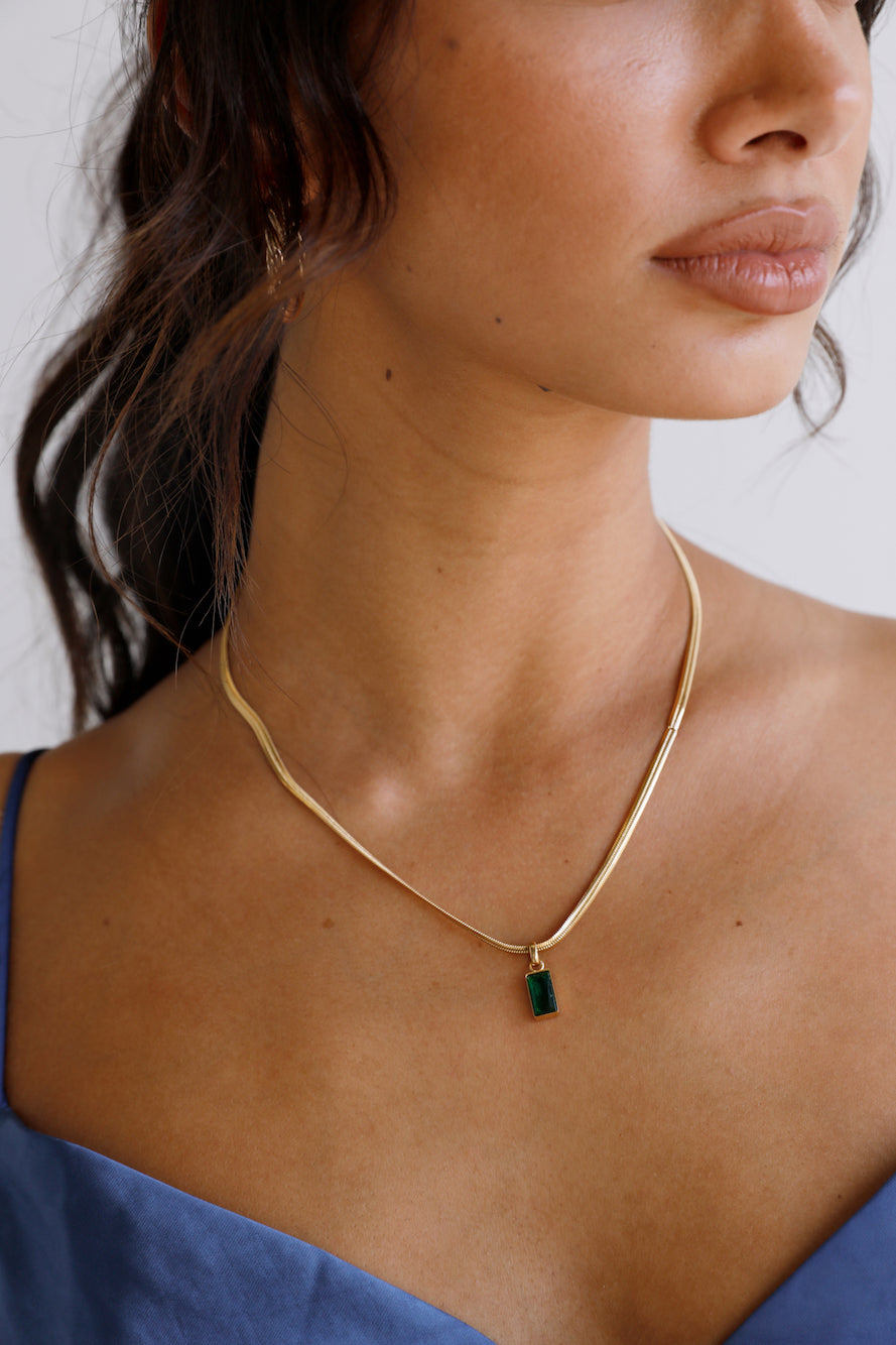 18k Gold Plated Looking Glass Necklace Green-Seaa Fashion