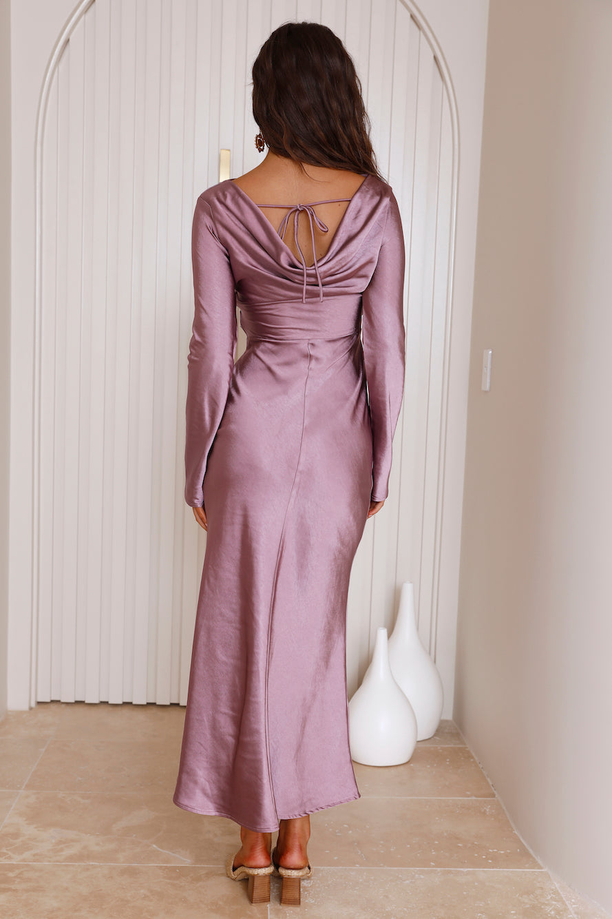 Forget Me Not Satin Maxi Dress Purple-Seaa Fashion