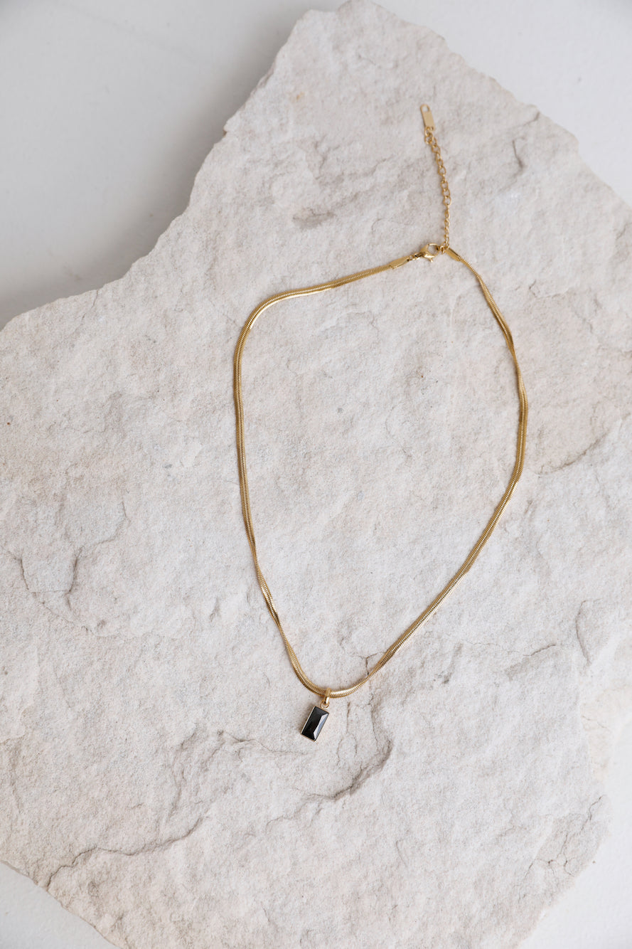 18k Gold Plated Looking Glass Necklace Black-Seaa Fashion