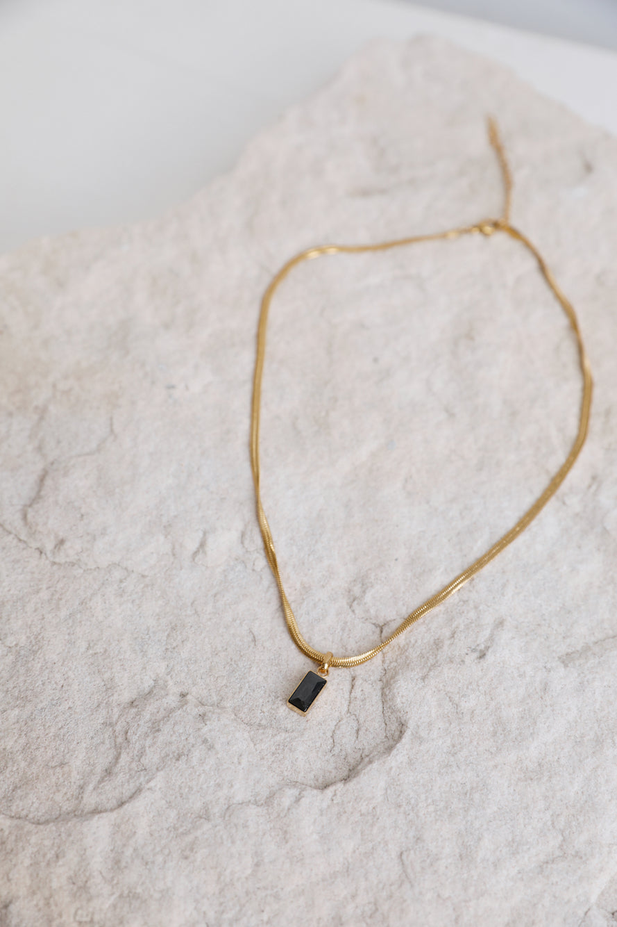 18k Gold Plated Looking Glass Necklace Black-Seaa Fashion